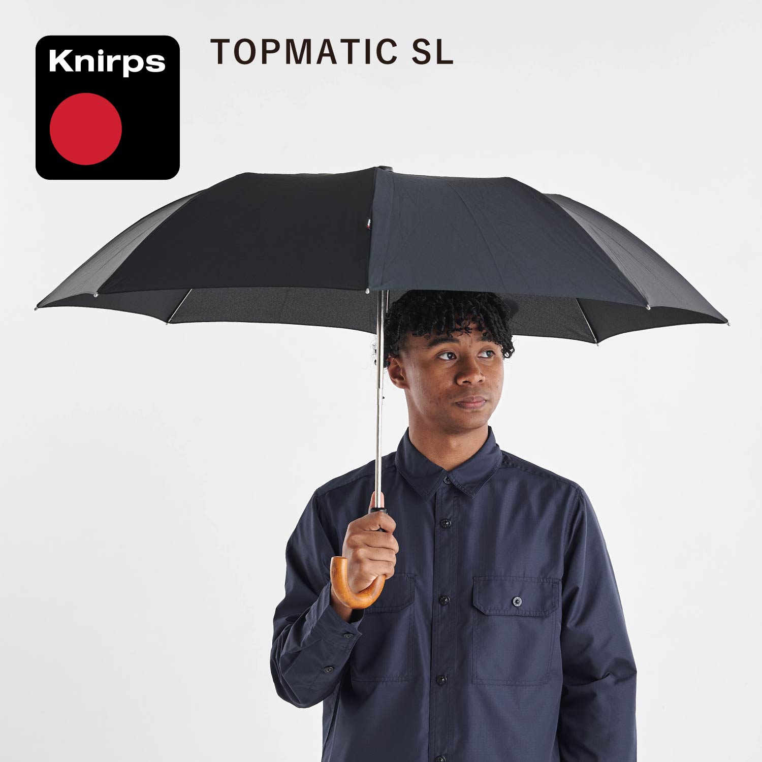 クニルプス Knirps 折りたたみ傘 折り畳み傘 軽量 コンパクト トップマティック メンズ レディース 雨傘 ワンタッチ TOPMATIC SL ブラック 黒 KNS828-710