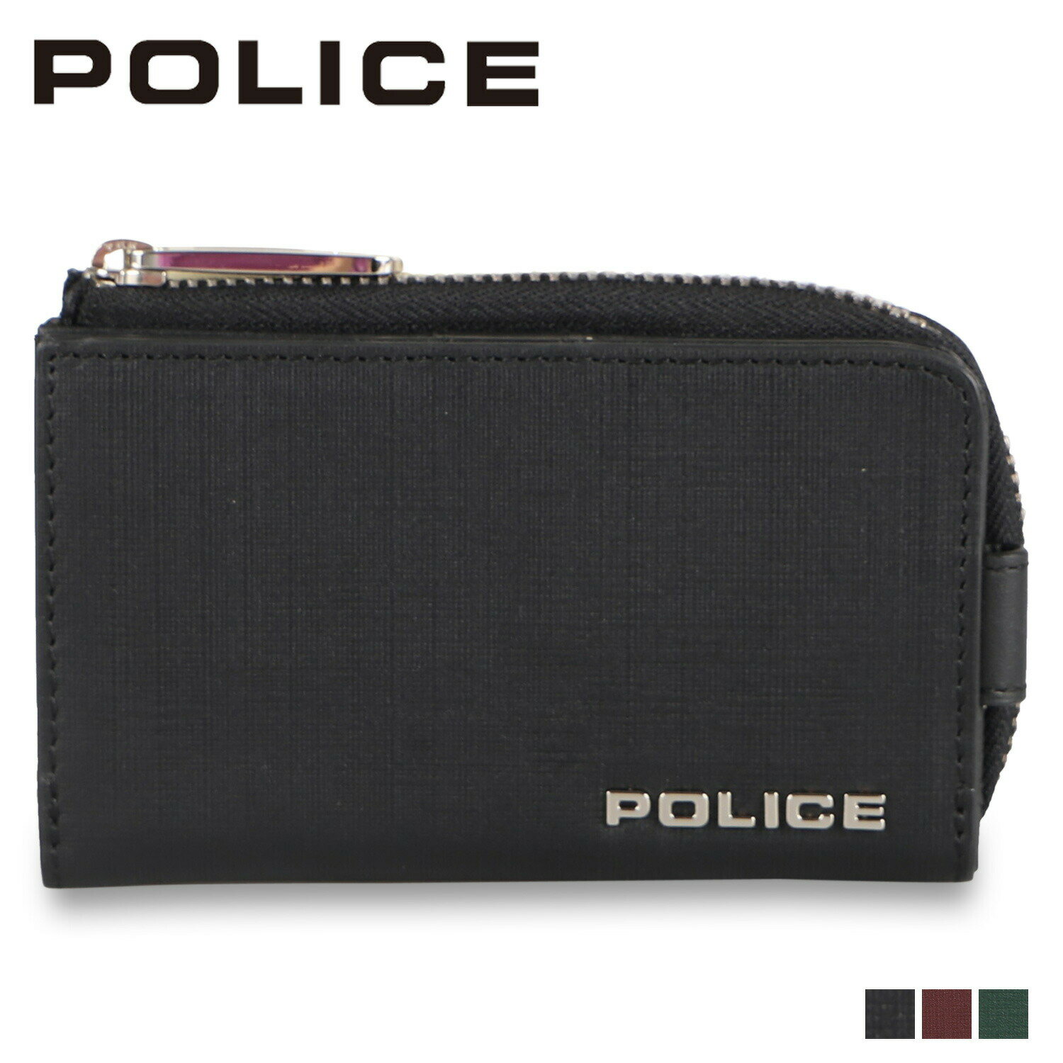 【最大1000円OFFクーポン配布中】 POLICE TRENTO ポリス トレント キーケース 小銭入れ コインケース メンズ L字ファスナー 5連 ブラック ワイン レッド グリーン 黒 PA-70600