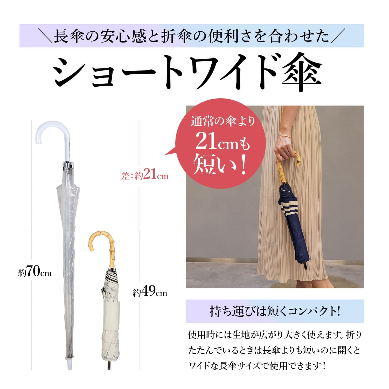 【最大1000円OFFクーポン】 HYGGE SHORT WIDE UMBRELLA ヒュッゲ 日傘 折りたたみ ...