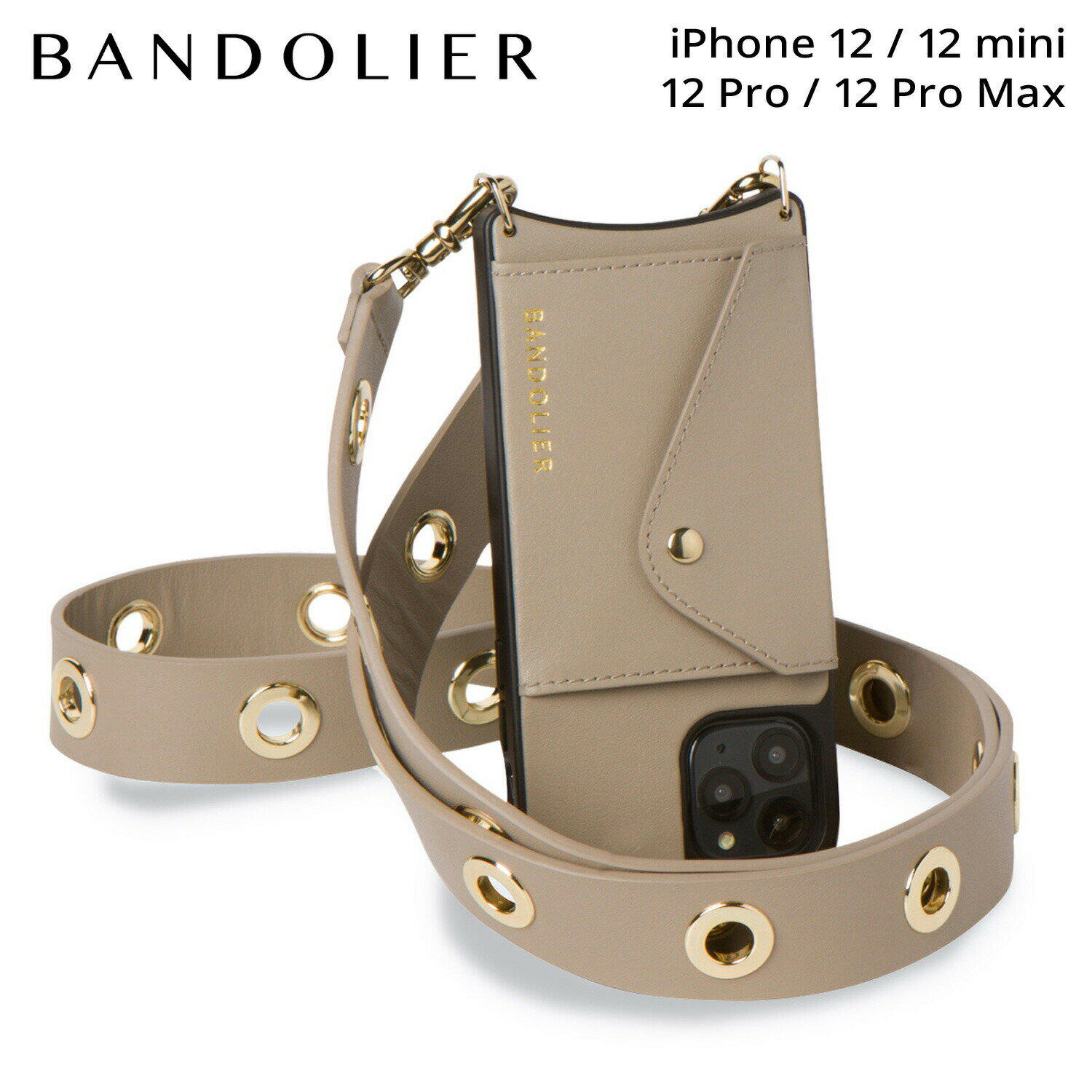 BANDOLIER NINA SIDE SLOT GREY TAUPE バンドリヤー iPhone 12 mini iPhone 12 12Pro iPhone 12 Pro Max ケース スマホケース 携帯 ショルダー アイフォン ニーナ サイドスロット グレー トープ メンズ レディース グレージュ 14NIN