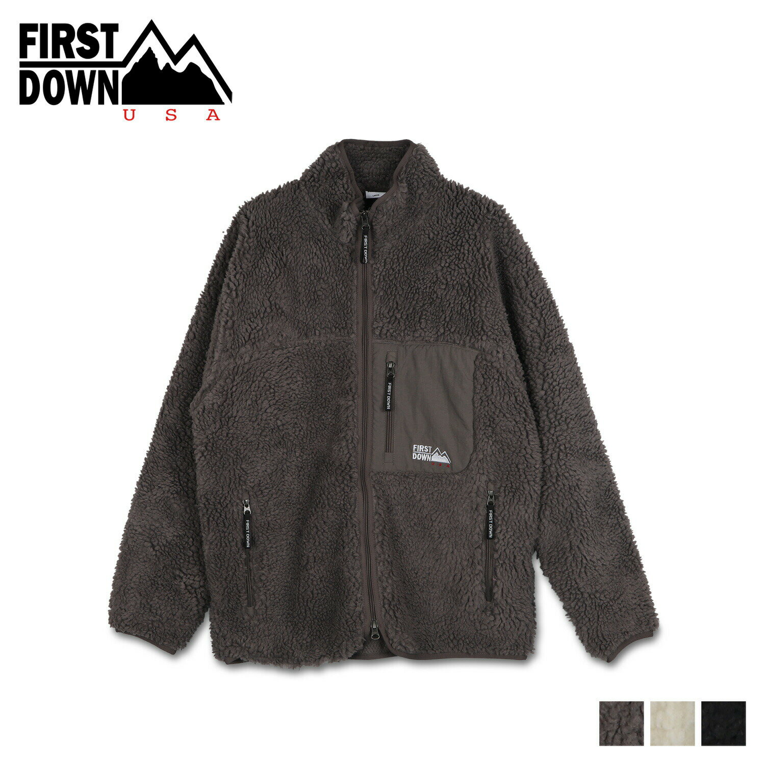 ファーストダウン ボアジャケット メンズ 【最大1000円OFFクーポン配布中】 FIRST DOWN BOA FLEECE JACKET ファーストダウン ジャケット ブルゾン ボア フリース メンズ レディース ブラック ホワイト チャコール グレー 黒 白 F342555C