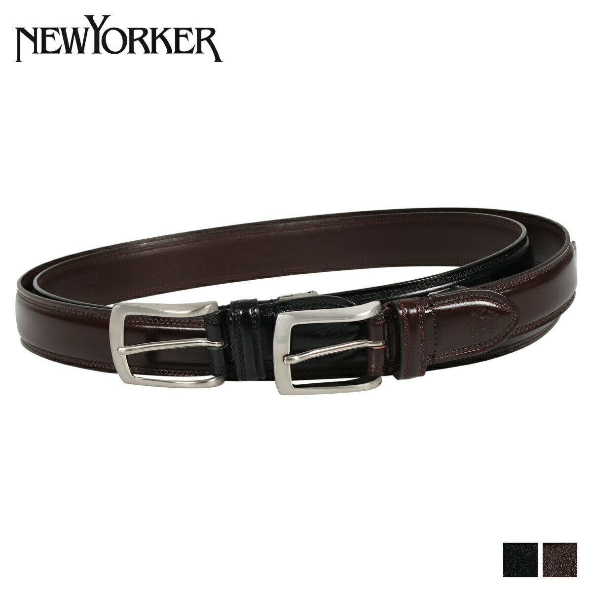 レザーベルト NEWYORKER LEATHER BELT ニューヨーカー ベルト レザーベルト メンズ 本革 ブラック ダーク ブラウン 黒 NY-8080219