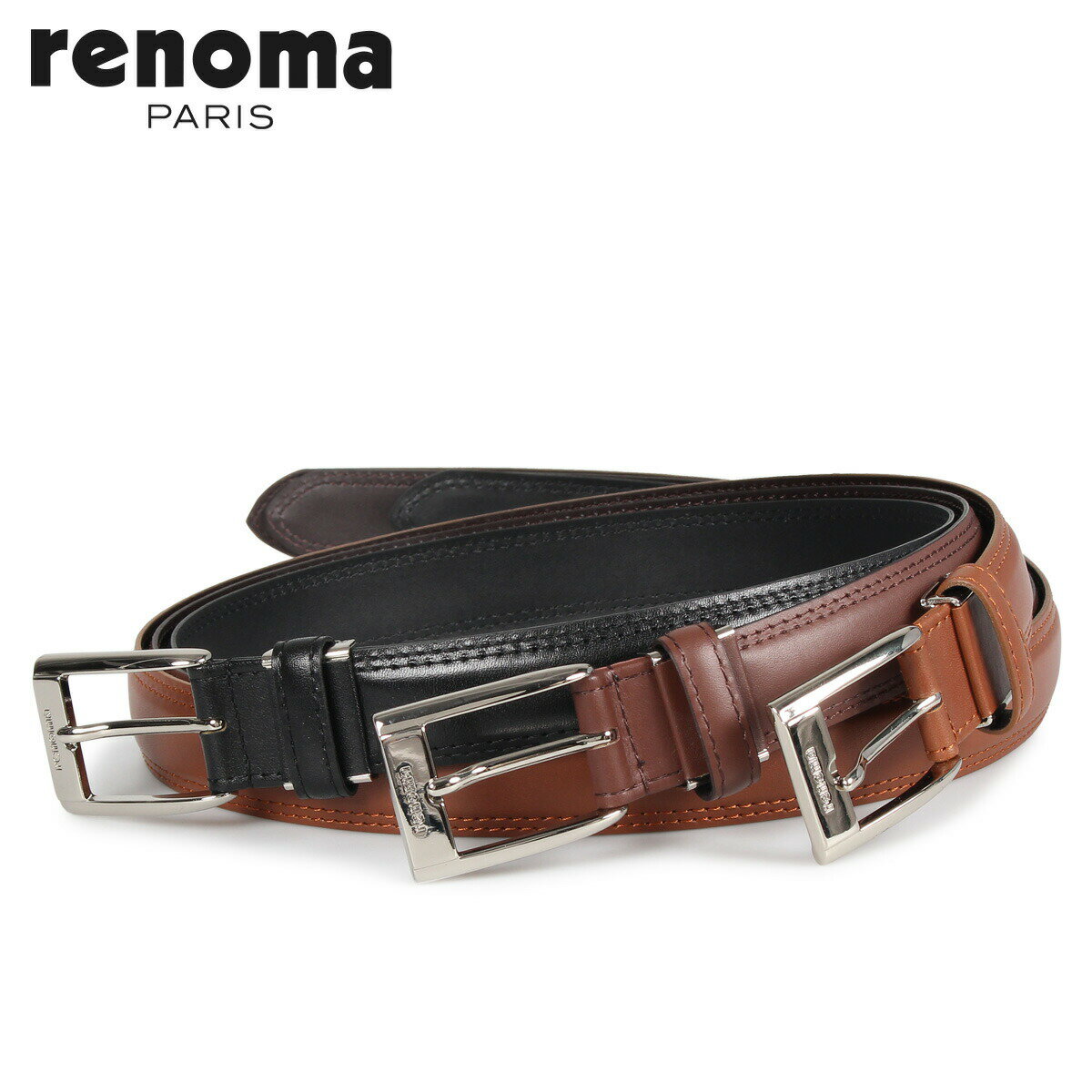 レノマ 【最大1000円OFFクーポン配布中】 RENOMA LEATHER BELT レノマ ベルト レザーベルト メンズ 本革 ブラック ブラウン ダーク ブラウン 黒 RE-205062