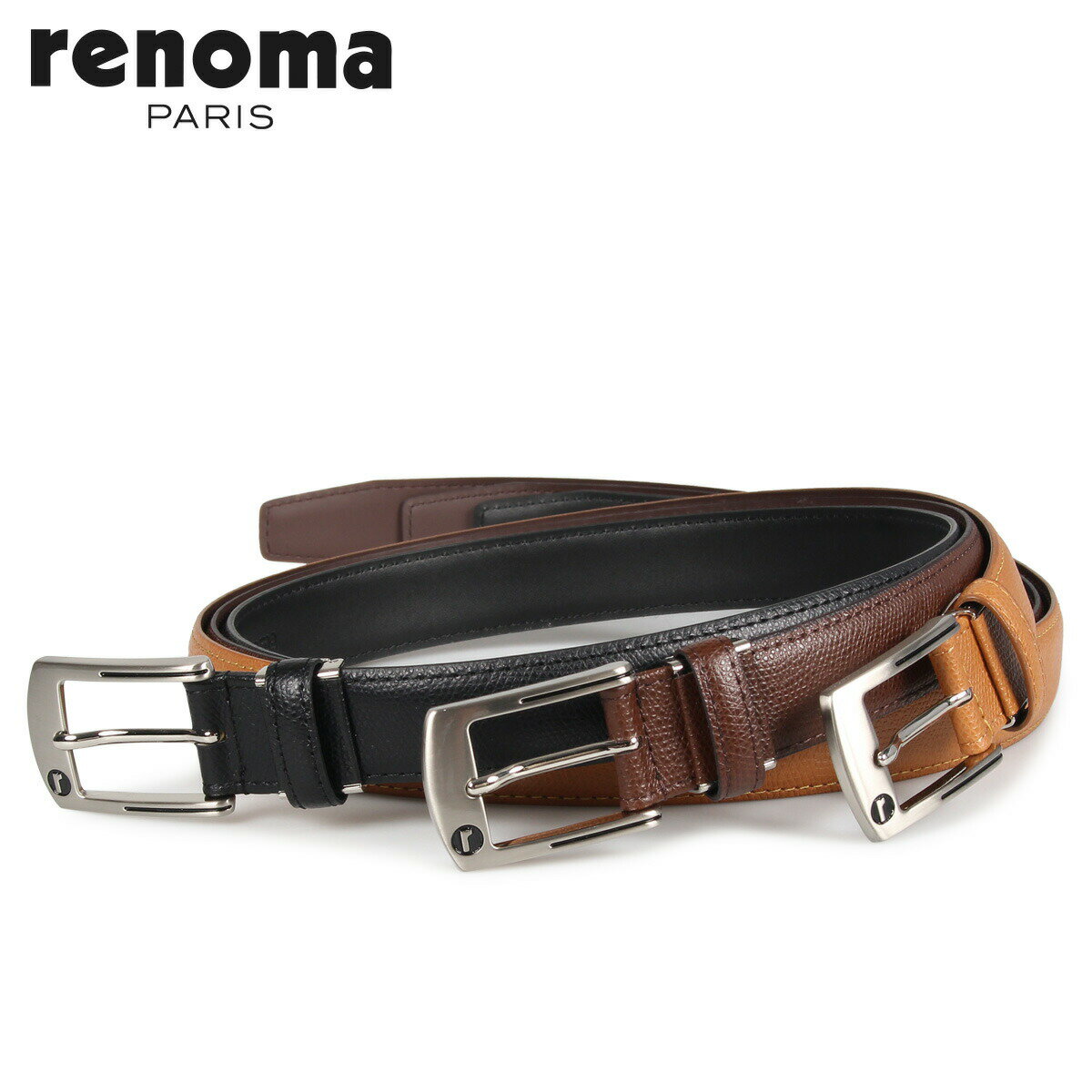 レノマ 【最大1000円OFFクーポン配布中】 RENOMA LEATHER BELT レノマ ベルト レザーベルト メンズ 本革 ブラック ブラウン ダーク ブラウン 黒 RE-205082