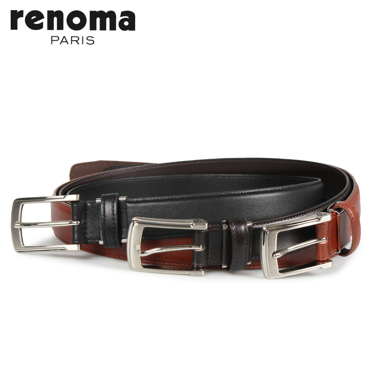 レノマ 【最大1000円OFFクーポン配布中】 RENOMA LEATHER BELT レノマ ベルト レザーベルト メンズ 本革 ブラック ブラウン ダーク ブラウン 黒 RE-205092