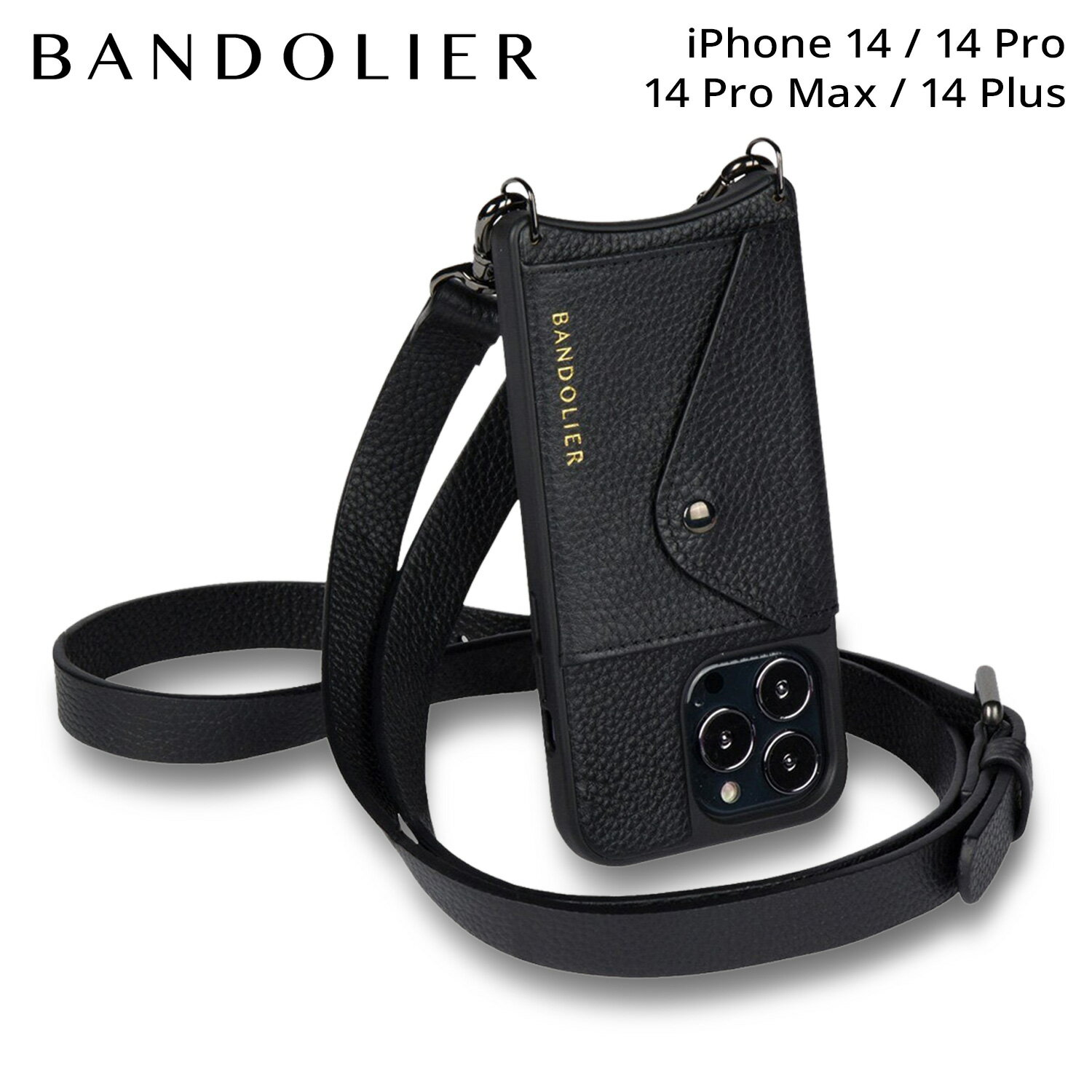 BANDOLIER HAILEY SIDE SLOT PEWTER バンドリヤー iPhone 14 14Pro iPhone 14 Pro Max iPhone 14 Plus ケース スマホケース 携帯 ショルダー アイフォン メンズ レディース ブラック 黒 14HAI