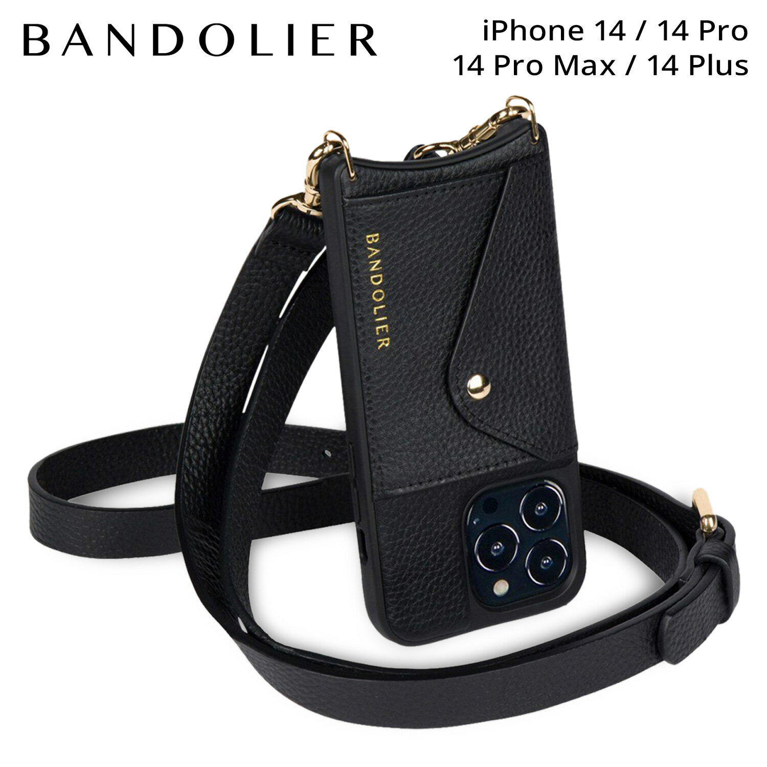 【最大1000円OFFクーポン配布中】 BANDOLIER HAILEY SIDE SLOT GOLD バンドリヤー iPhone 14 14Pro iPhone 14 Pro Max iPhone 14 Plus ケース スマホケース 携帯 ショルダー アイフォン メンズ レディース ブラック 黒 14HAI