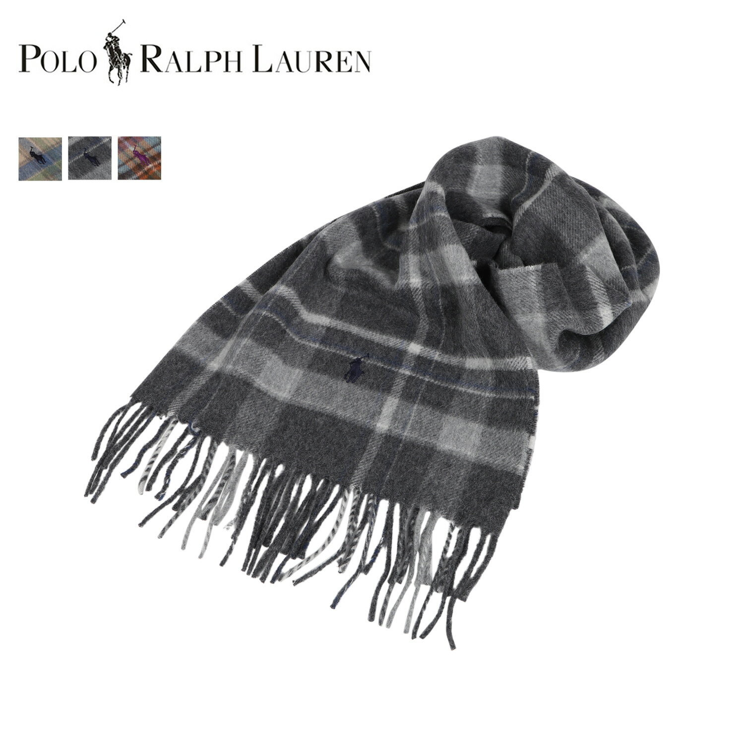 ラルフローレン マフラー（メンズ） 【最大1000円OFFクーポン配布中】 RALPH LAUREN BEDFORD PLAID SCARF ラルフローレン マフラー スカーフ メンズ レディース チェック ベージュ グレー カーキ PC0946