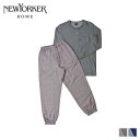 【最大1000円OFFクーポン配布中】 NEWYORKER HOME HENRY NECK PAJAMAS ニューヨーカーホーム ルームウェア 上下 メンズ ヘンリーネック コットン 長袖 チャコール グレー ブルー 0638-95