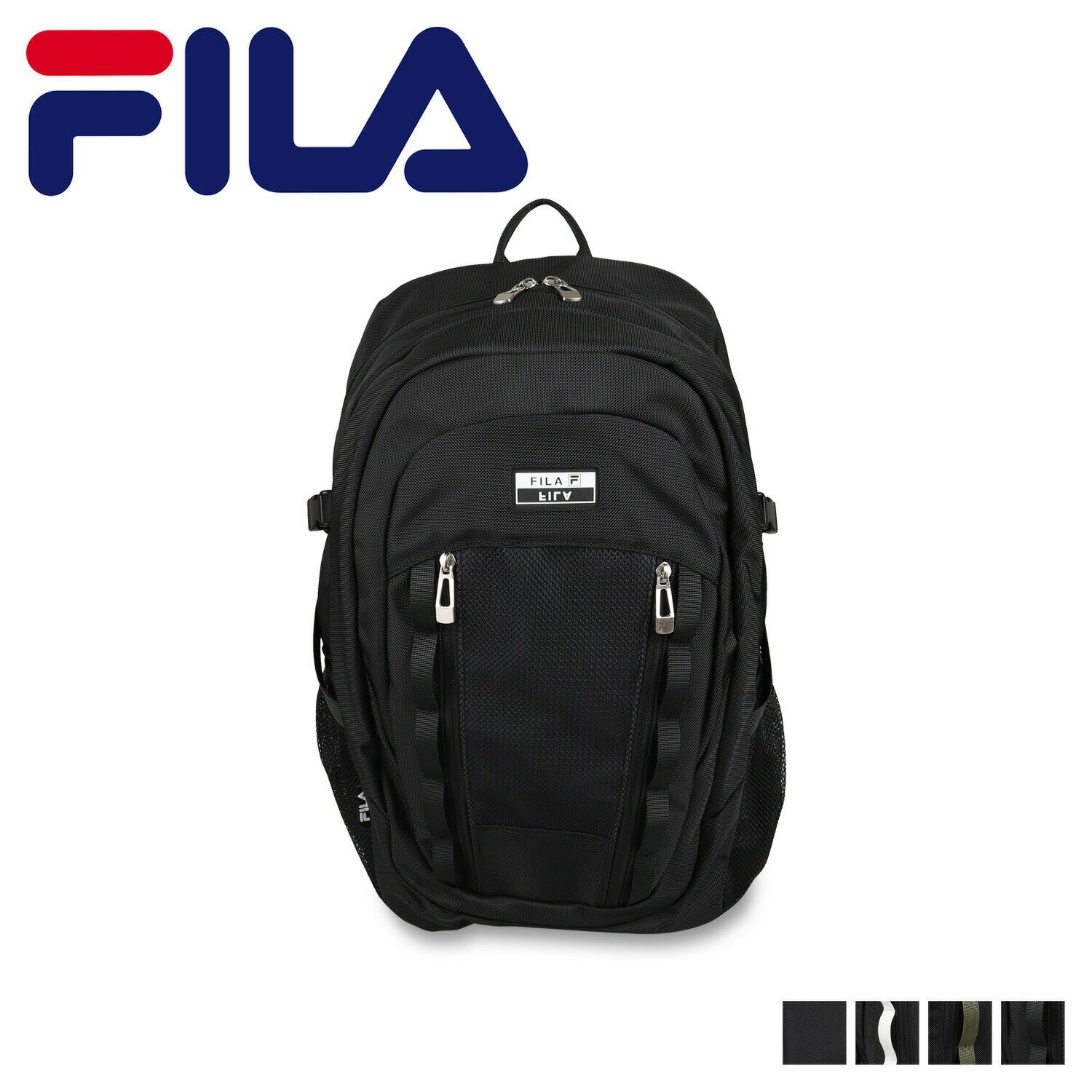 商品説明 【「FUN FEEL LIFE」として、スポーツライフスタイルを表現するイタリア発のブランド FILA】 FILAの30L収納可能な大容量リュックです。反転ロゴがポイントとなったデザインです。表面には撥水加工が施されており、雨の日でも安心してご使用頂けます。内側には複数ポケットも付いており、メインの収納はB4サイズや13インチのPCを楽々収納することができるので通勤、通学にもおすすめのアイテムです。 ブランド名 / 商品名 FILA フィラ / BACKPACK 7731 カラー ブラック：BLACK(01) ブラック/ホワイト：BLACK/WHITE(05) カーキ：KHAKI(53) オーロラ：AURORA(81) 素材 / 仕様 ポリエステル 開閉方法：ダブルファスナー式 内側：オープンポケット×2 ウレタンPCポケット×1 ファスナーポケット×2 背面アクセスファスナー×1 外側：オープンポケット×2 容量：30L 重量：790g 生産国 VIETNAM サイズ 幅：33cm×高さ：52cm×マチ：22cm×ストラップの長さ：56-95cm×持ち手の長さ：6cm こちらの商品は、メーカー公式の採寸基準で計測しています。 ご購入前に必ずお読みください サイズ・仕様について 平置きして採寸したサイズになります。商品によっては若干の誤差が生じてしまう場合がございます。また、商品やブランド等によりサイズが異なります。（単位はcmになります。） カラーについて 個体ごとに若干の誤差がある場合がございます。商品の画像は、できるだけ商品に近いカラーにて、掲載をしております。お客様のモニターの設定により、色味に違いが発生してしまう場合もございます。あらかじめご了承ください。 予約商品の納期発送目安について 予約商品の納期発送目安は、以下の通りになります。 上旬：1日-10日頃発送予定 中旬：11日-20日頃発送予定 下旬：21日-末日頃発送予定 ※目安になりますので、日程が多少前後する場合があります。 類似商品はこちらFILA BACKPACK フィラ リュック 8,250円FILA BACKPACK フィラ プレジオ 8,250円FILA BACKPACK フィラ プレジオ 8,250円PUMA BACKPACK プーマ リュック 10,780円FILA フィラ リュック バッグ バックパッ8,690円PUMA BACKPACK プーマ リュック 11,880円PUMA BACKPACK プーマ リュック 10,780円PUMA BACKPACK プーマ リュック 9,790円FILA RUCKSACK フィラ リュック 5,390円新着商品はこちら2024/5/21Dr.Martens 8065 2 MARY 27,800円2024/5/21SUBU NANNEN スブ ナンネン サンダ5,800円2024/5/21NANGA TERRA FI FIVE ナンガ17,600円再販商品はこちら2024/5/21SKECHERS OAK CANYON スケッ9,780円2024/5/21ウーフォス OOFOS ウーメガ サンダル リ12,980円2024/5/21DAKS SUSPENDERS ダックス サス11,000円2024/05/21 更新 類似商品はこちらFILA BACKPACK フィラ リュック 8,250円FILA BACKPACK フィラ プレジオ 8,250円FILA BACKPACK フィラ プレジオ 8,250円新着商品はこちら2024/5/21Dr.Martens 8065 2 MARY 27,800円2024/5/21SUBU NANNEN スブ ナンネン サンダ5,800円2024/5/21NANGA TERRA FI FIVE ナンガ17,600円再販商品はこちら2024/5/21SKECHERS OAK CANYON スケッ9,780円2024/5/21ウーフォス OOFOS ウーメガ サンダル リ12,980円2024/5/21DAKS SUSPENDERS ダックス サス11,000円