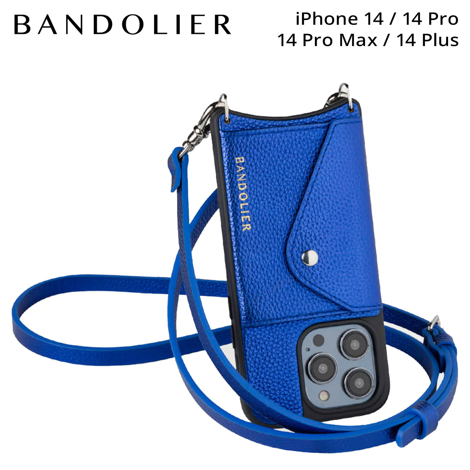 BANDOLIER DONNA SIDE SLOT METALLIC BLUE バンドリヤー iPhone 14 14Pro iPhone 14 Pro Max iPhone 14 Plus ケース スマホケース 携帯 ショルダー アイフォン メンズ レディース ブルー 14DON