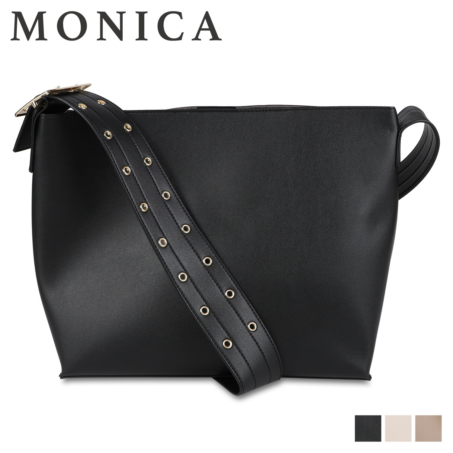 モニカ MONICA トートバッグ MONICA BELT BUCKLE SHOULDER モニカ ショルダーバッグ ベルトバックルショルダー レディース 大きめ ポーチ付き A4 ブラック アイボリー ベージュ MONI-1041 母の日