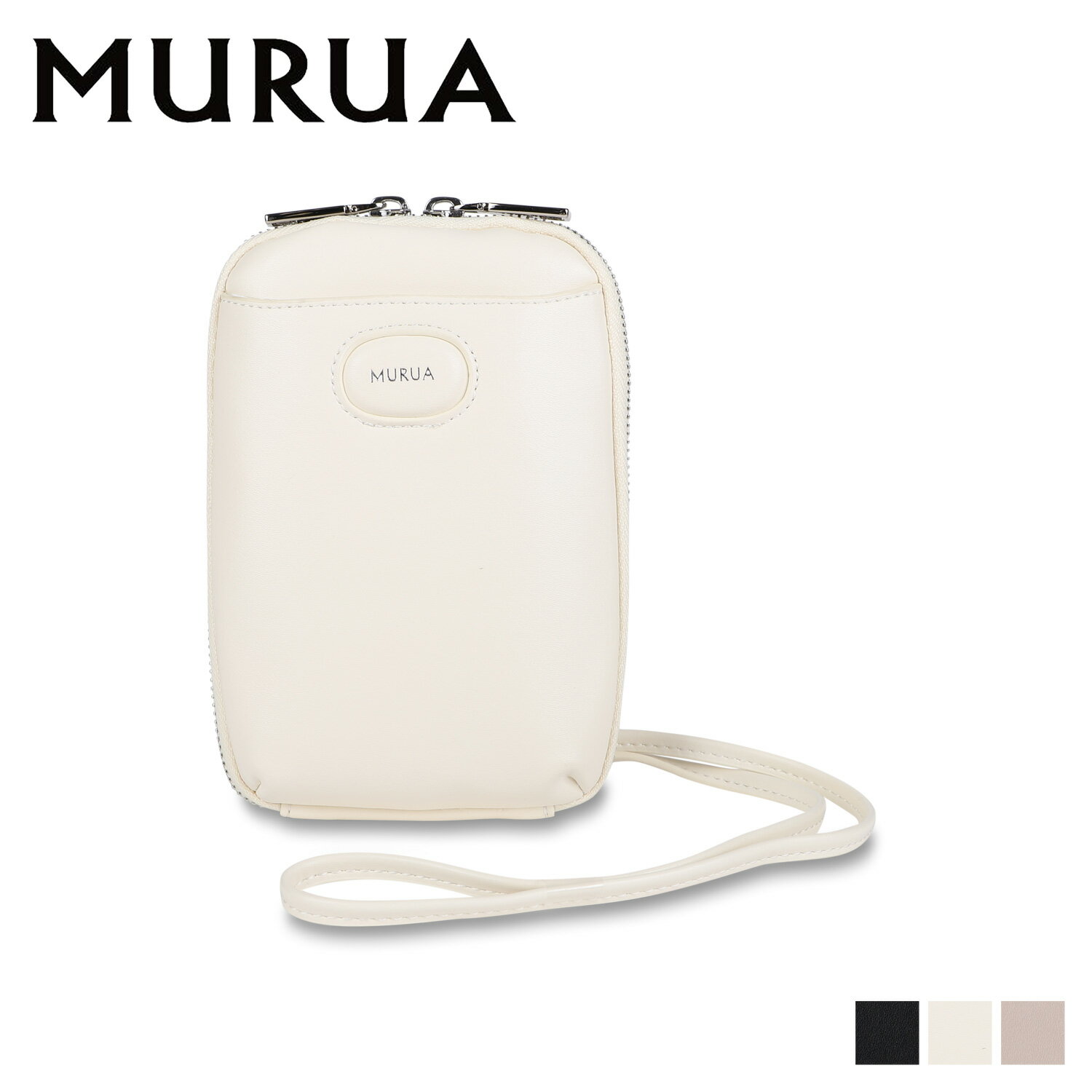 【最大1000円OFFクーポン配布中】 MURUA ムルーア ショルダーバッグ スリムポシェット レディース 斜めがけ 小さめSLIM POCHETTE ブラック ホワイト ベージュ 黒 白 MR-B1123