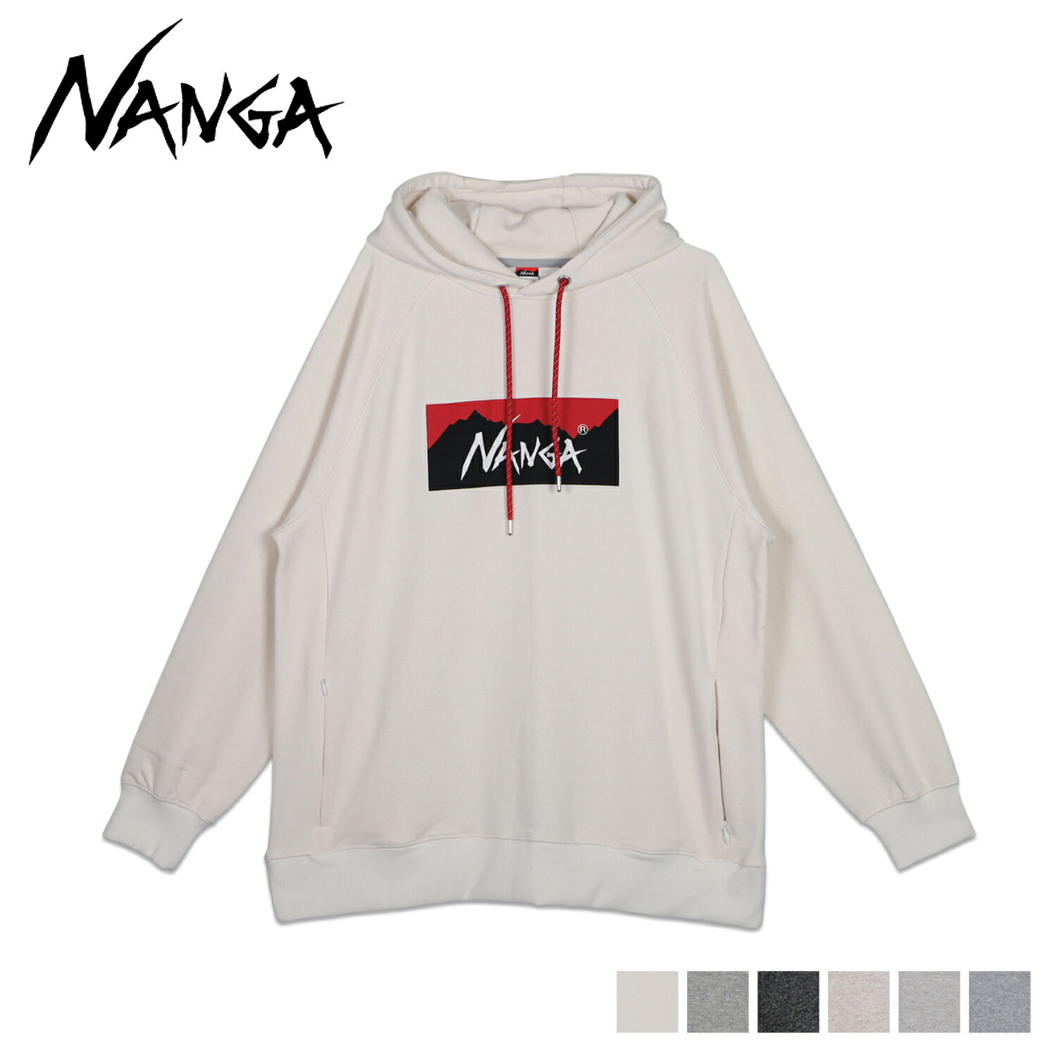 NANGA ECO HYBRID BOX LOGO SWEAT HOODIE ナンガ パーカー スウェット プルオーバー エコ ハイブリット ボックスロゴ フーディー メンズ ホワイト グレー ブラック 白 黒NW2311-1F202