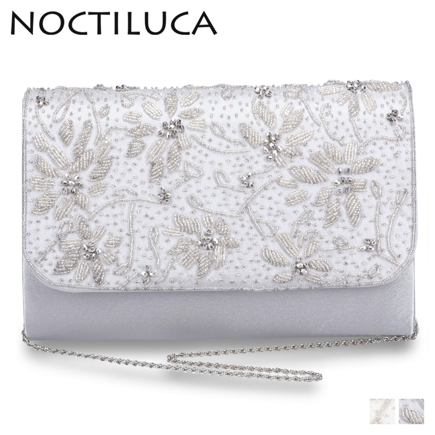 【最大1000円OFFクーポン配布中】 NOCTILUCA ノクチルカ パーティーバッグ ショルダーバッグ クラッチバッグ レディース 2WAY ビーズ 結婚式 ホワイト グレー 白 778268