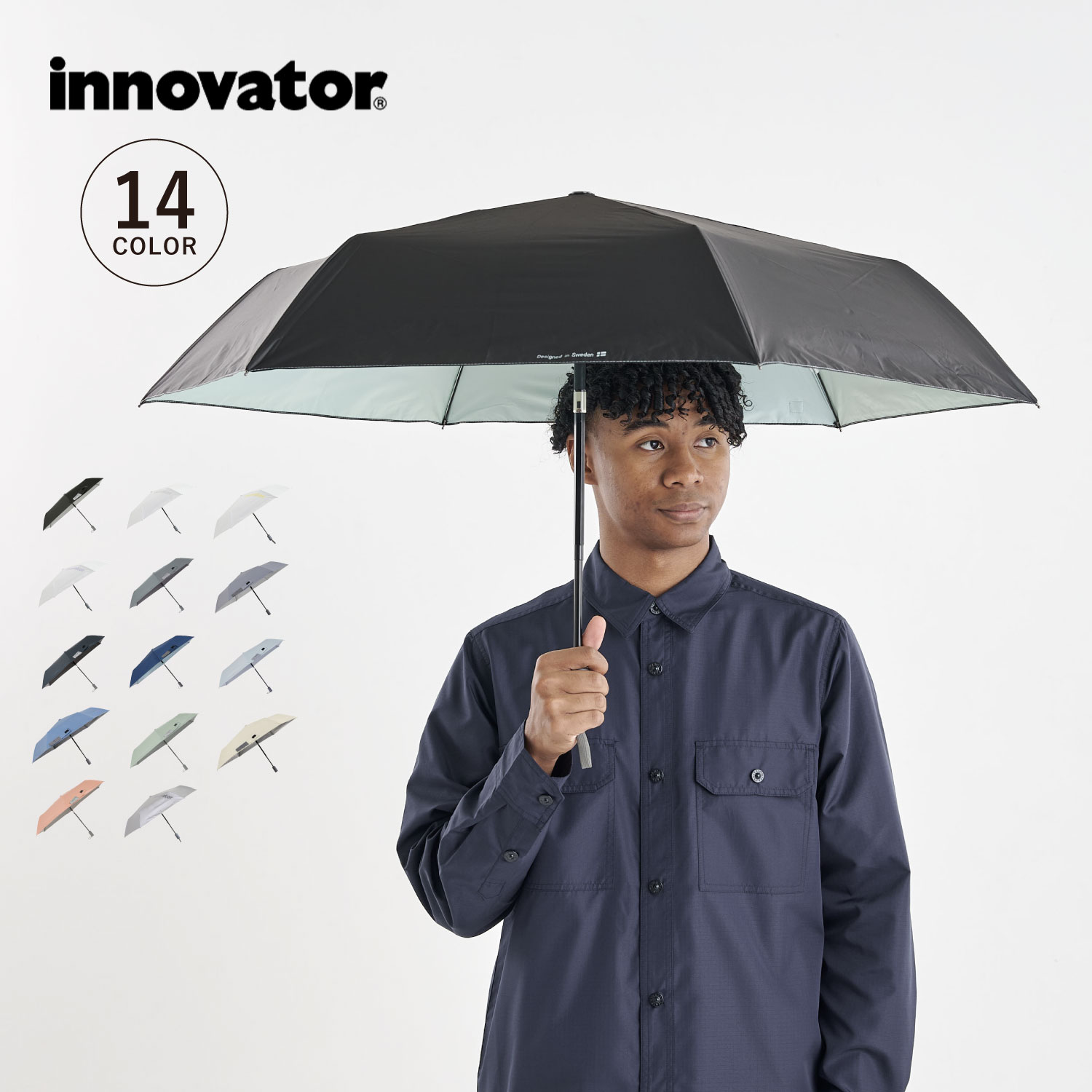 【最大1000円OFFクーポン配布中】 innovator UMBRELLA イノベーター 折りたたみ傘 折り畳み傘 遮光 晴雨兼用 UVカット メンズ レディース 雨傘 傘 雨具 55cm ワンタッチ 無地 撥水 IN-55WJP 母の日