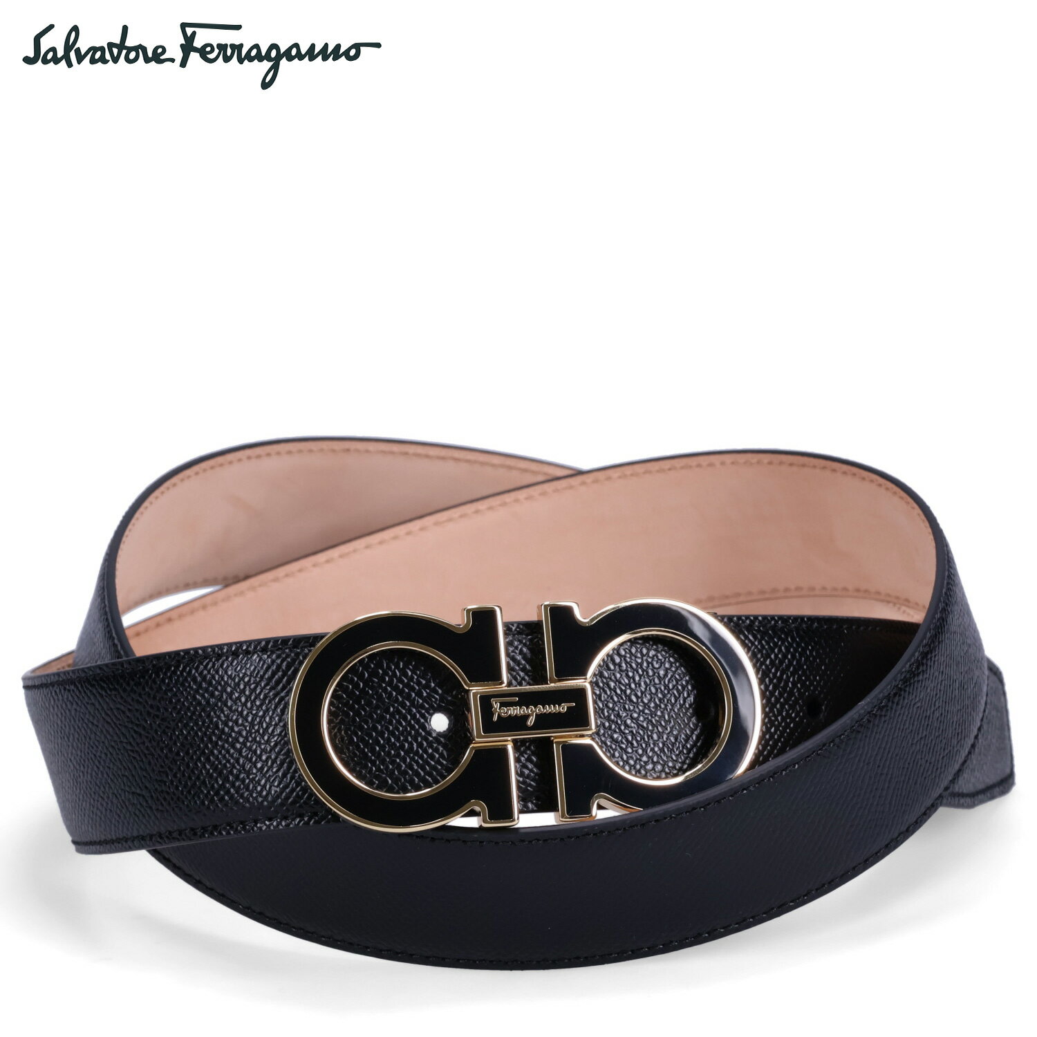 フェラガモ ベルト（メンズ） Salvatore Ferragamo LEATHER BELT サルヴァトーレ フェラガモ レザーベルト メンズ 本革 イタリア製 ビジネス ブラック 黒 679750 743703