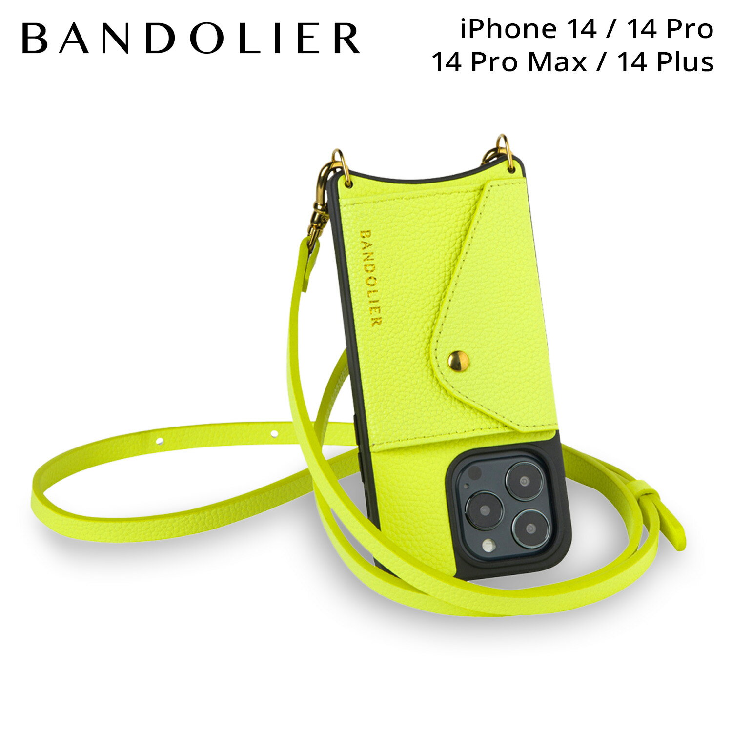 BANDOLIER DONNA SIDE SLOT NEON YELLOW バンドリヤー iPhone 14 14Pro iPhone 14 Pro Max iPhone 14 Plus ケース スマホケース 携帯 ショルダー アイフォン メンズ レディース ネオンイエロー 14DON