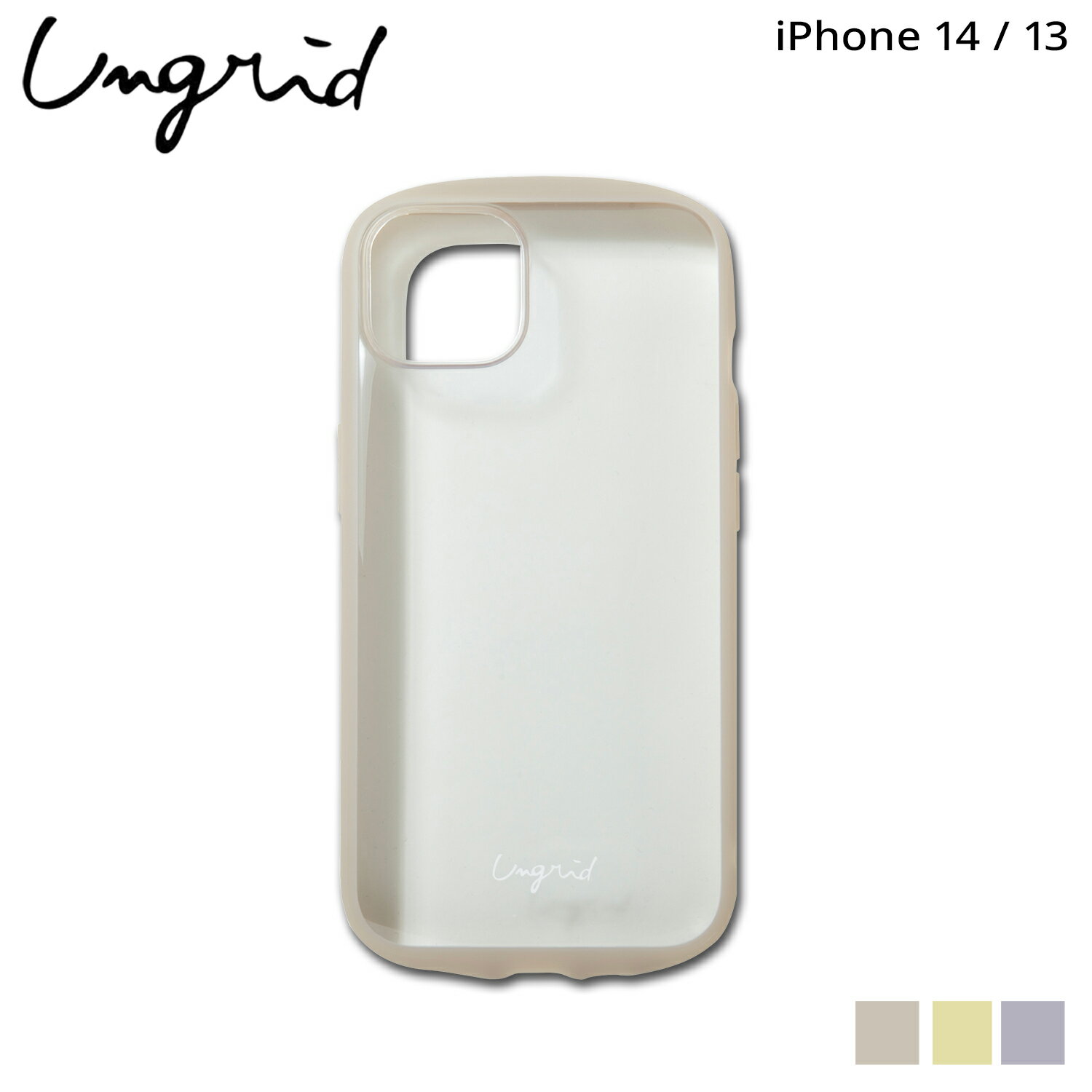 【最大1000円OFFクーポン配布中】 Ungrid EASY GRIP CLEAR CASE TAG STRAP SET アングリッド iPhone 13 13 Pro スマホケース スマホショルダー 携帯 アイフォン レディース ベージュ イエロー パープル IP13-UR 【 ネコポス可 】