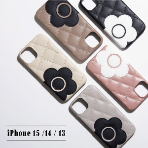 【最大1000円OFFクーポン配布中】MARY QUANT PU QUILT LEATHER SHELL CASE マリークヮント iPhone 15 14 ケース スマホケース 携帯 レディース ブラック ホワイト グレー ブラウン ピンク 黒 白