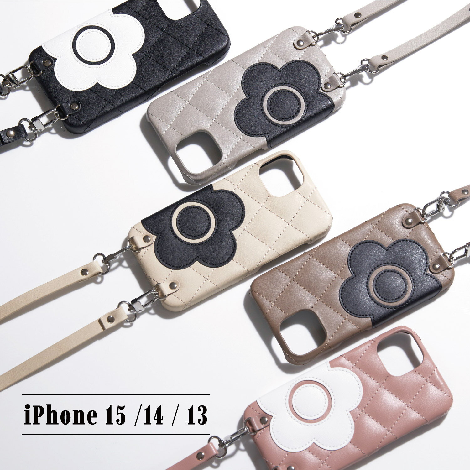 マリークヮント スマホショルダー レディース MARY QUANT PU QUILT LEATHER NEW SLING CASE マリークヮント iPhone 15 14 ケース スマホケース スマホショルダー 携帯 レディース ブラック ホワイト グレー ブラウン ピンク 黒 白 母の日