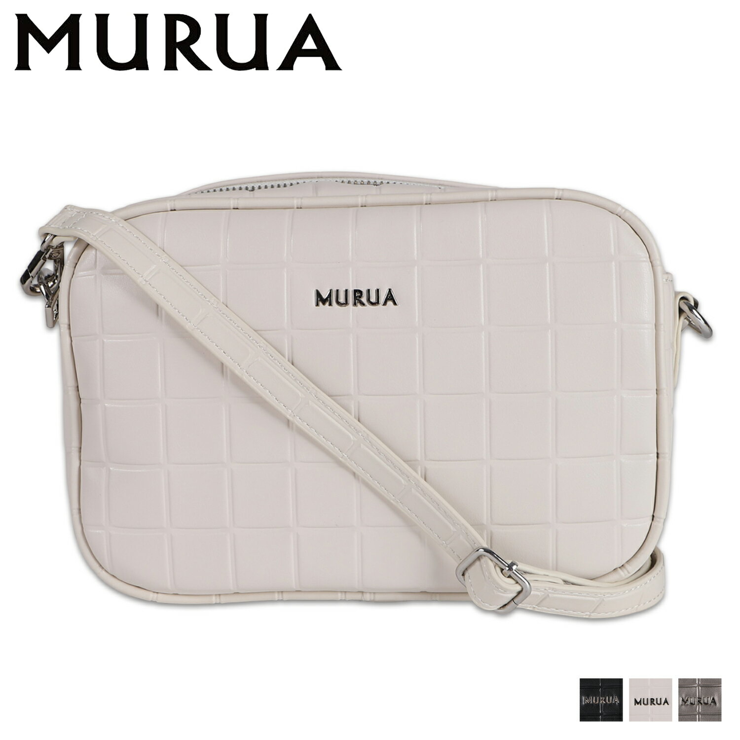 MURUA SHOULDER BAG ムルーア ショルダーバッグ バッグ レディース 斜め掛け 小さめ ブラック アイボリー シルバー 黒 MR-B1175