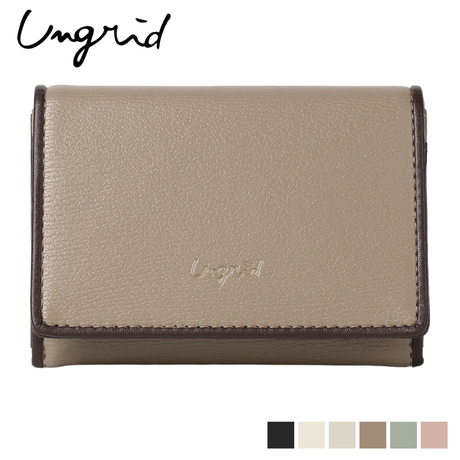 Ungrid MICROFIBER PIPING CARD CASE アングリッド カードケース 名刺入れ レディース スリム ブラック アイボリー ライトグレー グレージュ オリーブ ライト ピンク 53030W