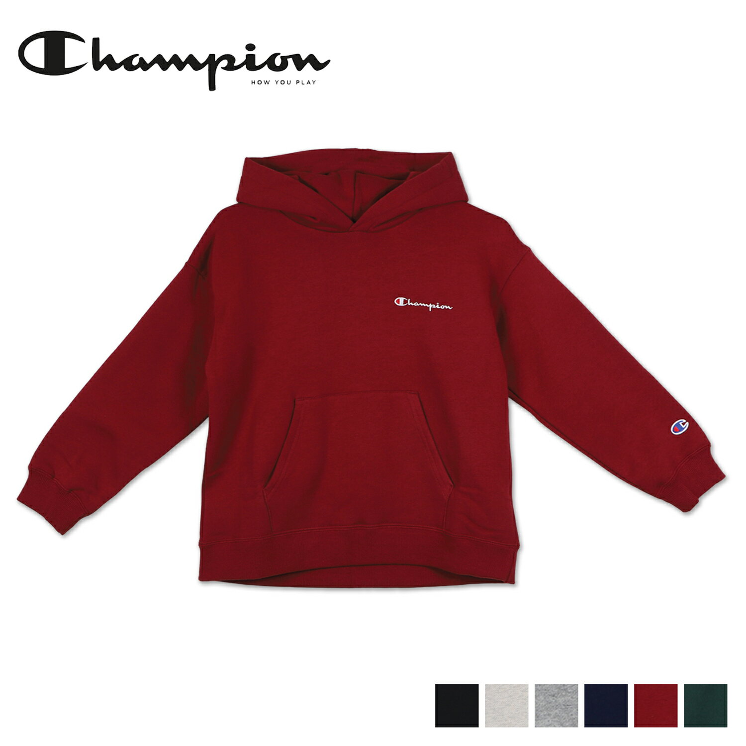 Champion PARKA チャンピオン パーカー プルオーバー スウェット キッズ ブラック オフ ホワイト グレー ネイビー ワイン レッド ダーク グリーン 黒 CK-Y104