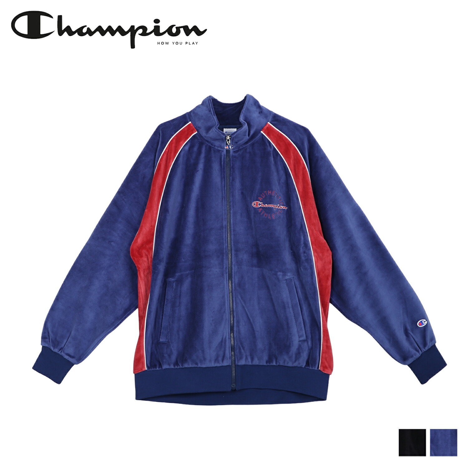 Champion FULL ZIP JACKET チャンピオン ジャケット フルジップ トラックジャケット メンズ アクションスタイル ベロア ブラック ネイビー 黒 C3-Y008