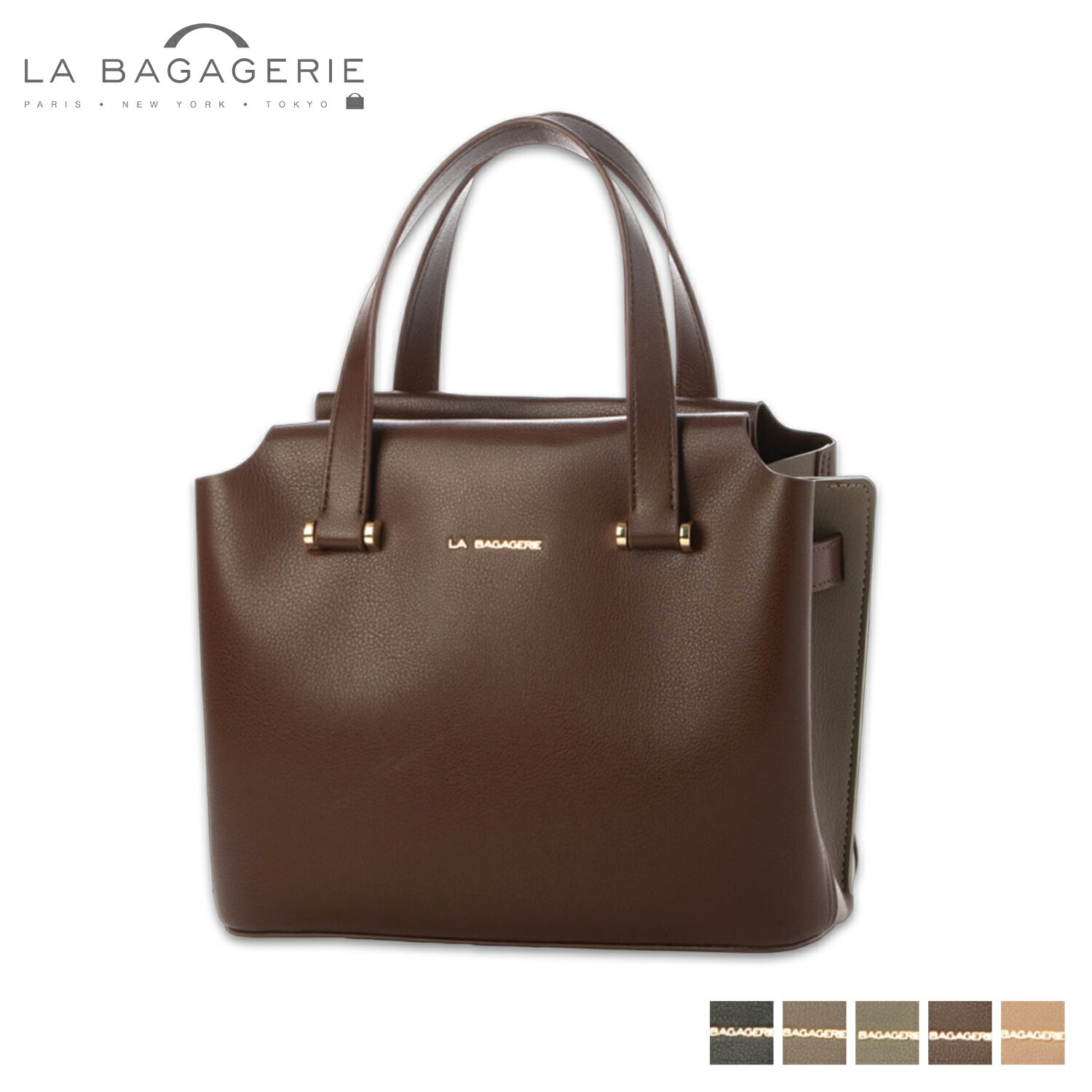 LA BAGAGERIE 2WAY ラ バガジェリー バッグ トートバッグ レディース ファスナー付き ブラック グレージュ カーキ ワイン レッド ピンク 黒 B0057-01