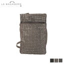LA BAGAGERIE ラインストーン ラ バガジェリー ポーチ 小物入れ スマホショルダー スマートフォン 携帯 レディース ブラック グレー メタリック 黒 B0058-01
