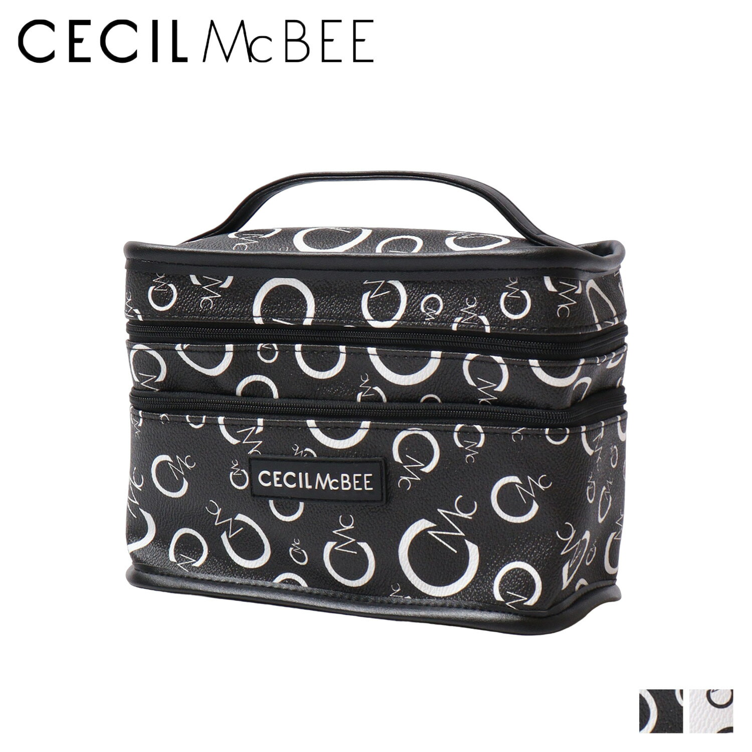 セシルマクビー 【最大1000円OFFクーポン配布中】 CECIL McBEE MONOGRAM SERIES セシルマクビー 化粧ポーチ メイクポーチ バニティポーチ 小物入れ 収納 レディース 大容量 機能的 大きめ 持ち歩き ブラック ホワイト 黒 白 CM121134