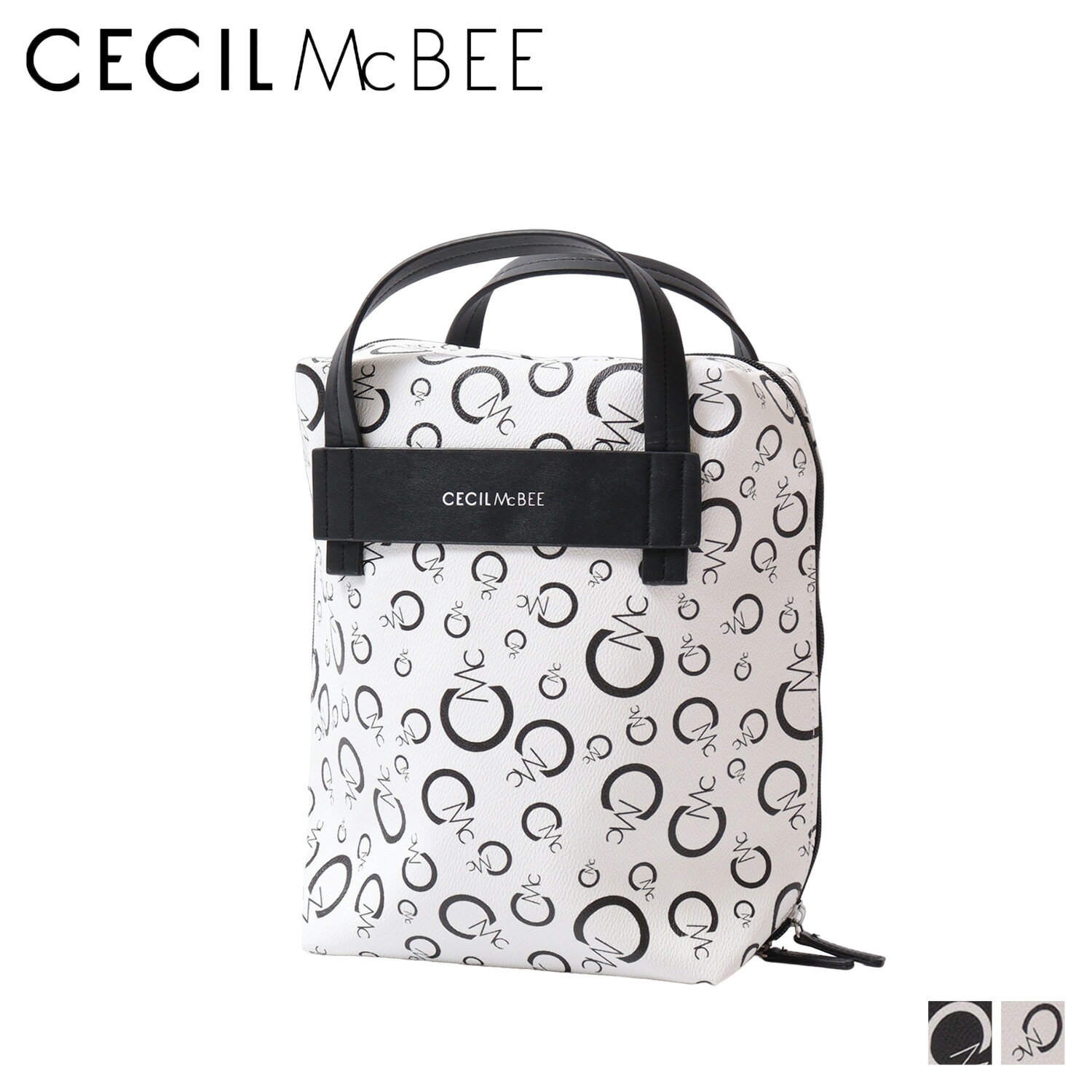 セシルマクビー ハンドバッグ 【最大1000円OFFクーポン配布中】 CECIL McBEE MONOGRAM SERIES セシルマクビー バッグ ハンドバッグ シューズケース 靴 レディース 旅行 モノグラム ブラック ホワイト 黒 白 CM121136