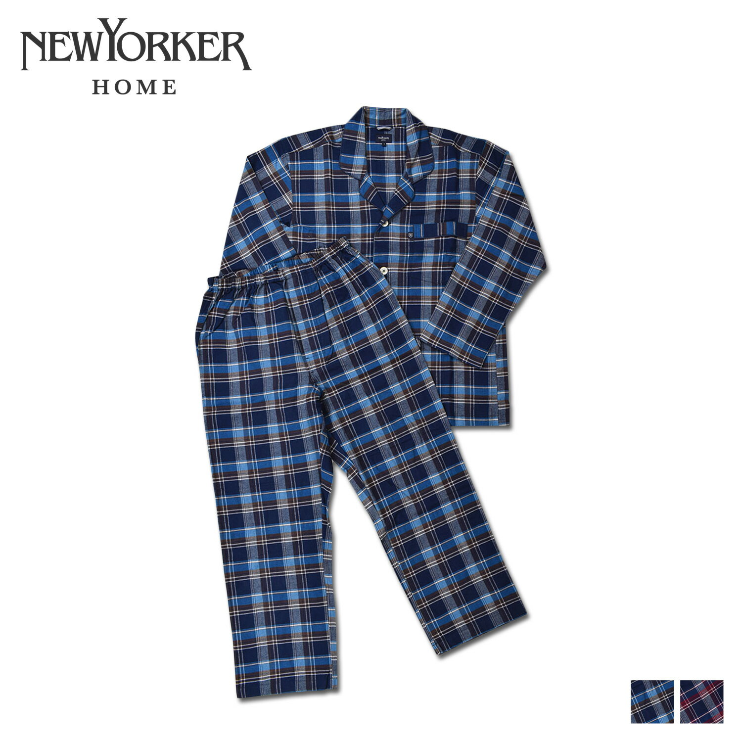 NEWYORKER HOME RELAX WEAR ニューヨーカーホーム ルームウェア 部屋着 パジャマ セットアップ ナイトウェア メンズ クルーネック レッド ブルー