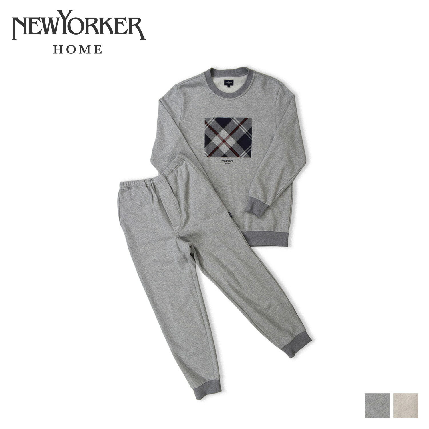 NEWYORKER HOME RELAX WEAR ニューヨーカーホーム ルームウェア 部屋着 パジャマ セットアップ ナイトウェア メンズ クルーネック ライト グレー ベージュ