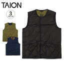  TAION MILITARY CREW NECK DOWN VEST タイオン インナーダウン ベスト アウター メンズ レディース ミリタリー クルーネックボタン キルティング 防水 ブラック ダークネイビー ダークオリーブ 黒 004B2ML-1