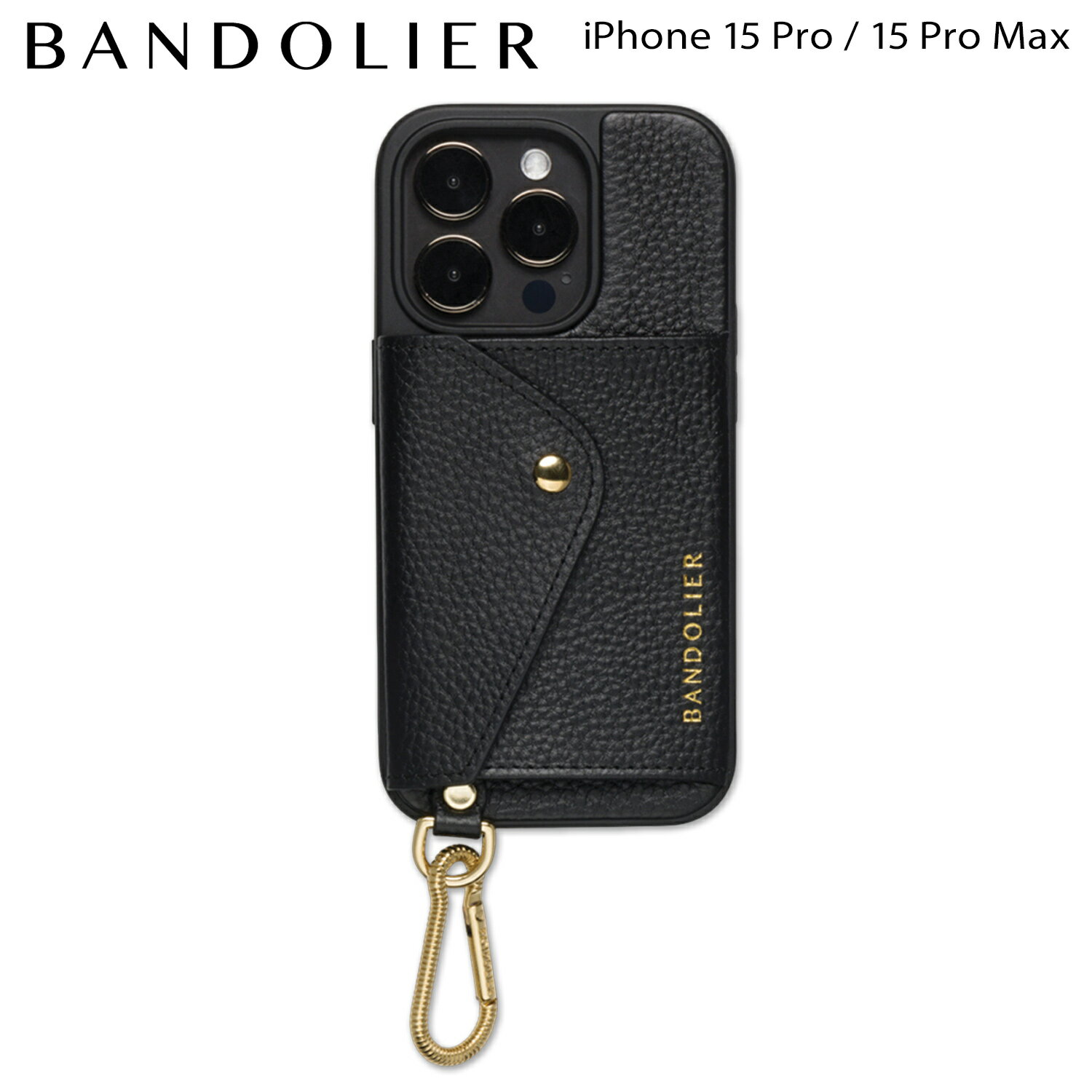 BANDOLIER RYDER CARABINER GOLD バンドリヤー iPhone 15Pro iPhone 15ProMax スマホケース スマホケース スマホショルダー 携帯 アイフォン ライダー カラビナ ブラックゴールド メンズ レディース ブラック 黒 14RYD