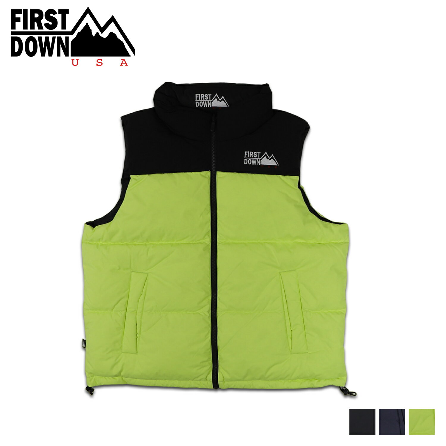 ファーストダウン ダウンベスト メンズ 【最大1000円OFFクーポン配布中】 FIRST DOWN BUBBLE DOWN VEST MICROFT ファーストダウン ベスト ダウンベスト アウター バブル マイクロント メンズ 防寒 リバーシブル ブラック ネイビー イエロー 黒 F542002