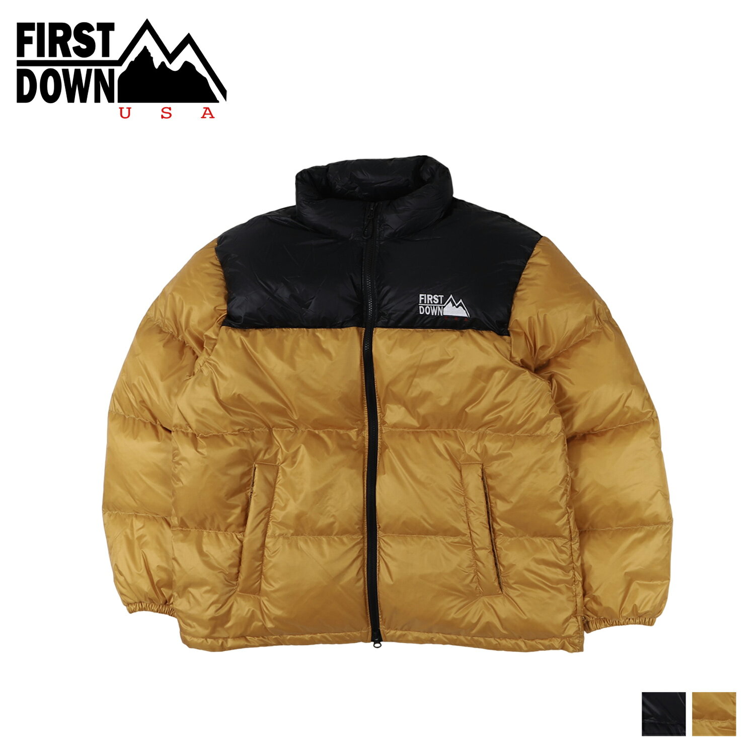 FIRST DOWN LIGHT BUBBLE DOWN JKT 10D NYLON TAFFETA ファーストダウン ジャケット ダウンジャケット アウター ライトバブル 10デニール ナイロンタフタ メンズ 防寒 パッカブル ブラック イエロー 黒 F542014