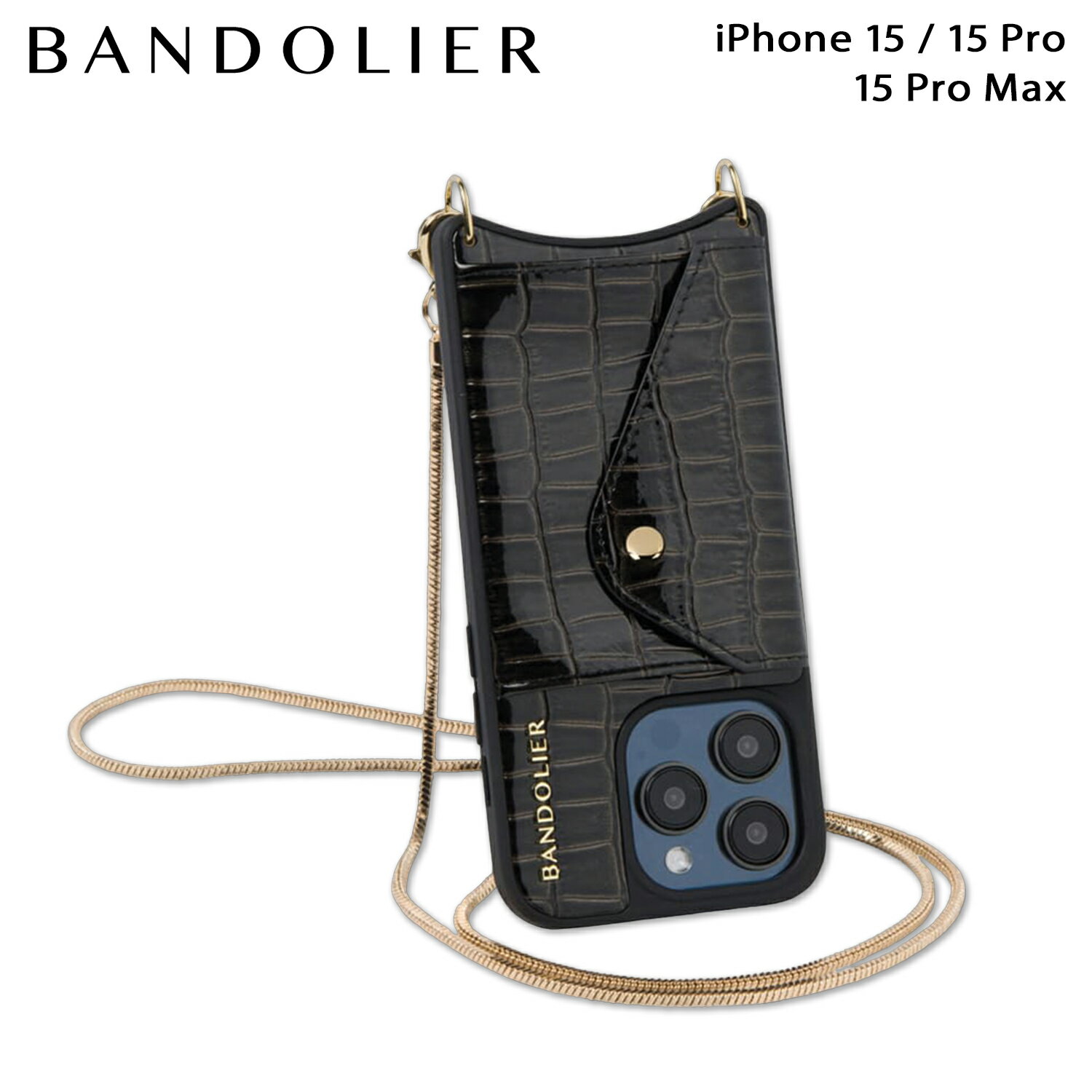 BANDOLIER GIA CRYSTAL BANDOLET SET バンドリヤー iPhone 15 15Pro iPhone 15 Pro Max スマホケース ストラップ バンドレット セット スマホショルダー ジア クリスタル メンズ レディース ブラック 黒 14GIK