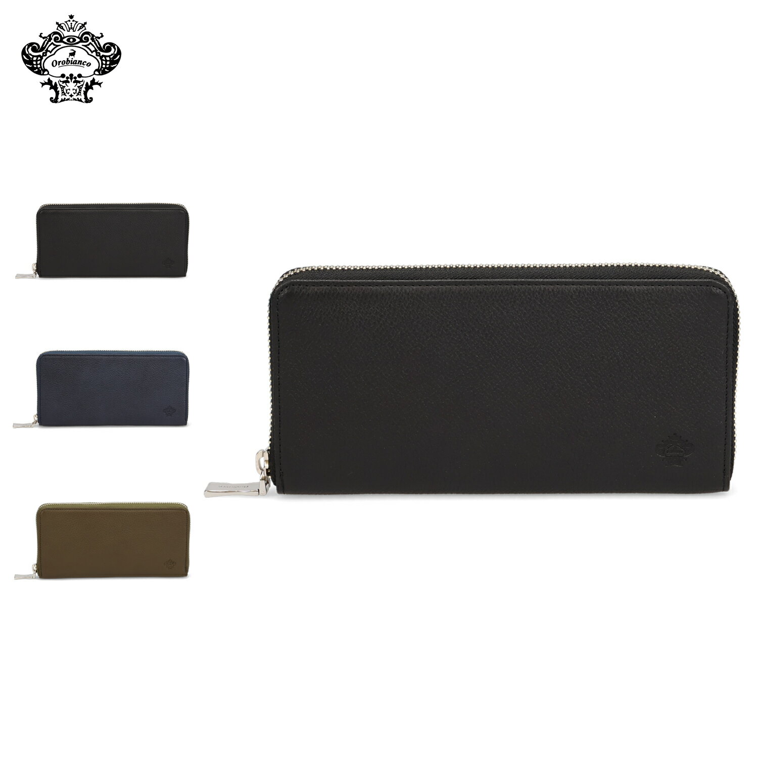 オロビアンコ 長財布 メンズ Orobianco LONG WALLET オロビアンコ 財布 長財布 メンズ ラウンドファスナー 本革 ポインテッド ブラック ネイビー カーキ 黒 ORS-132220