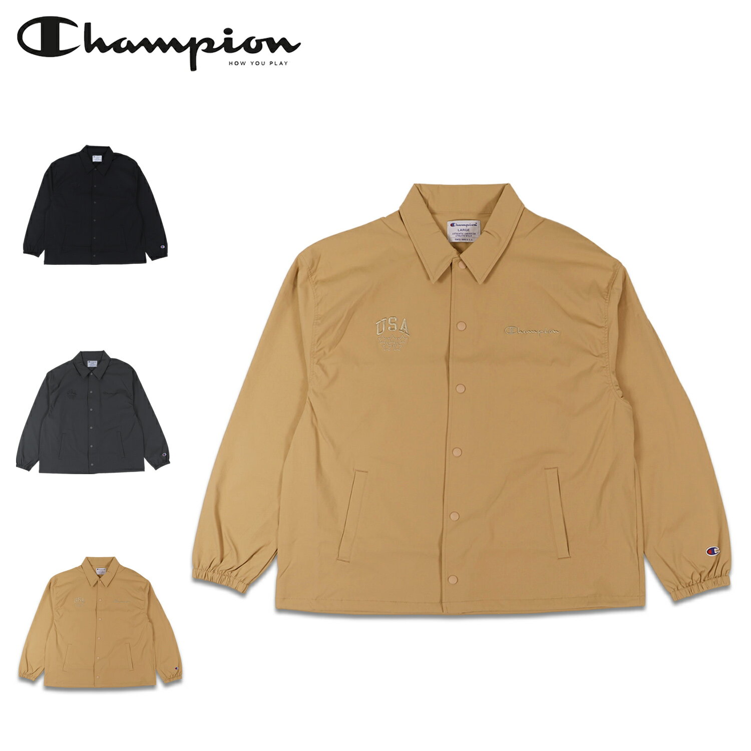 チャンピオン コーチジャケット メンズ 【最大1000円OFFクーポン配布中】 Champion COACH JACKET チャンピオン コーチジャケット アウター アクションスタイル メンズ レディース ブラック チャコール ベージュ 黒 C3-Z601