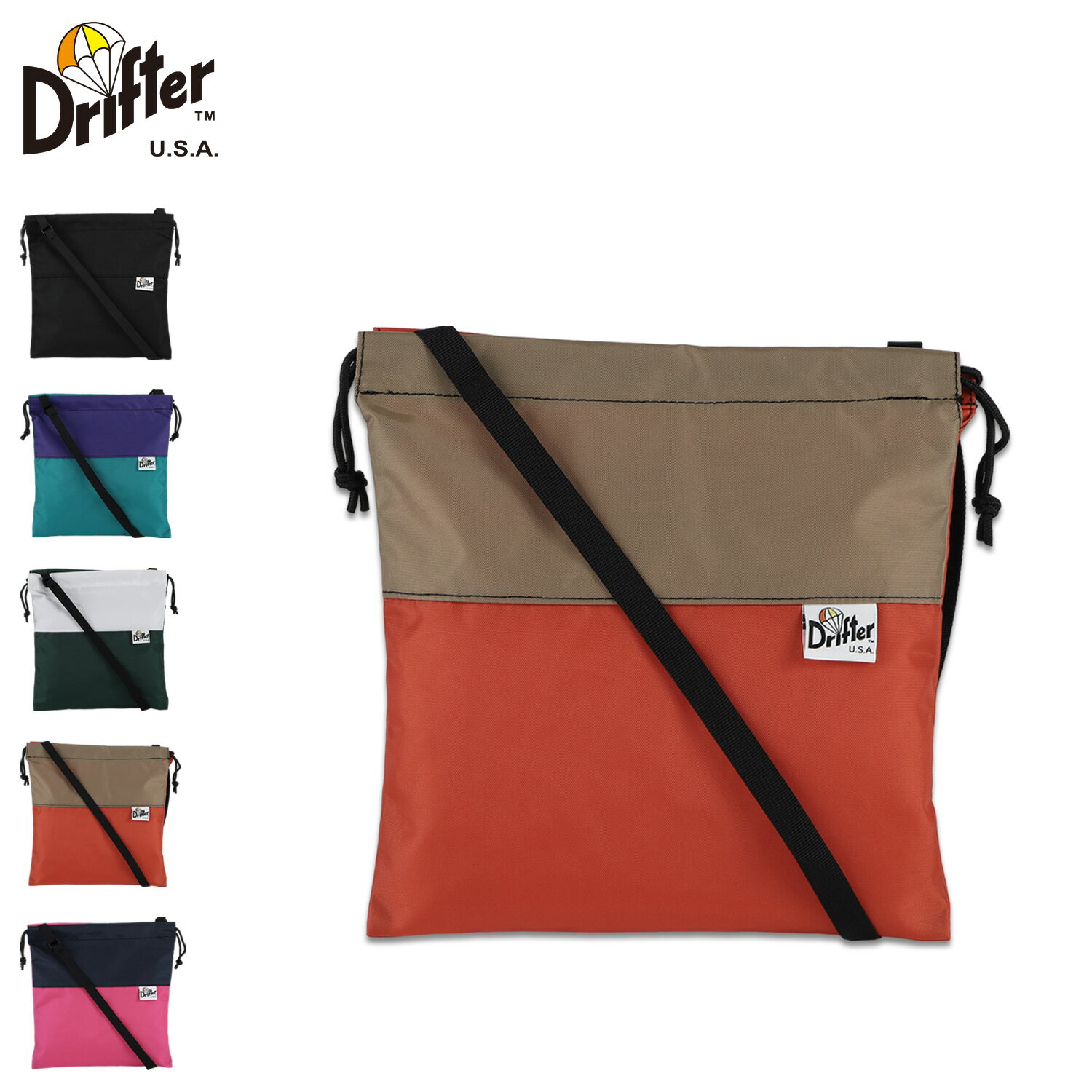 樂天商城 - Drifter PELEE POUCH ドリフター バッグ ショルダーバッグ ポーチ 小物入れ メンズ レディース 斜め掛け 2WAY ブラック ブルー グリーン オレンジ ピンク 黒 V1245 母の日