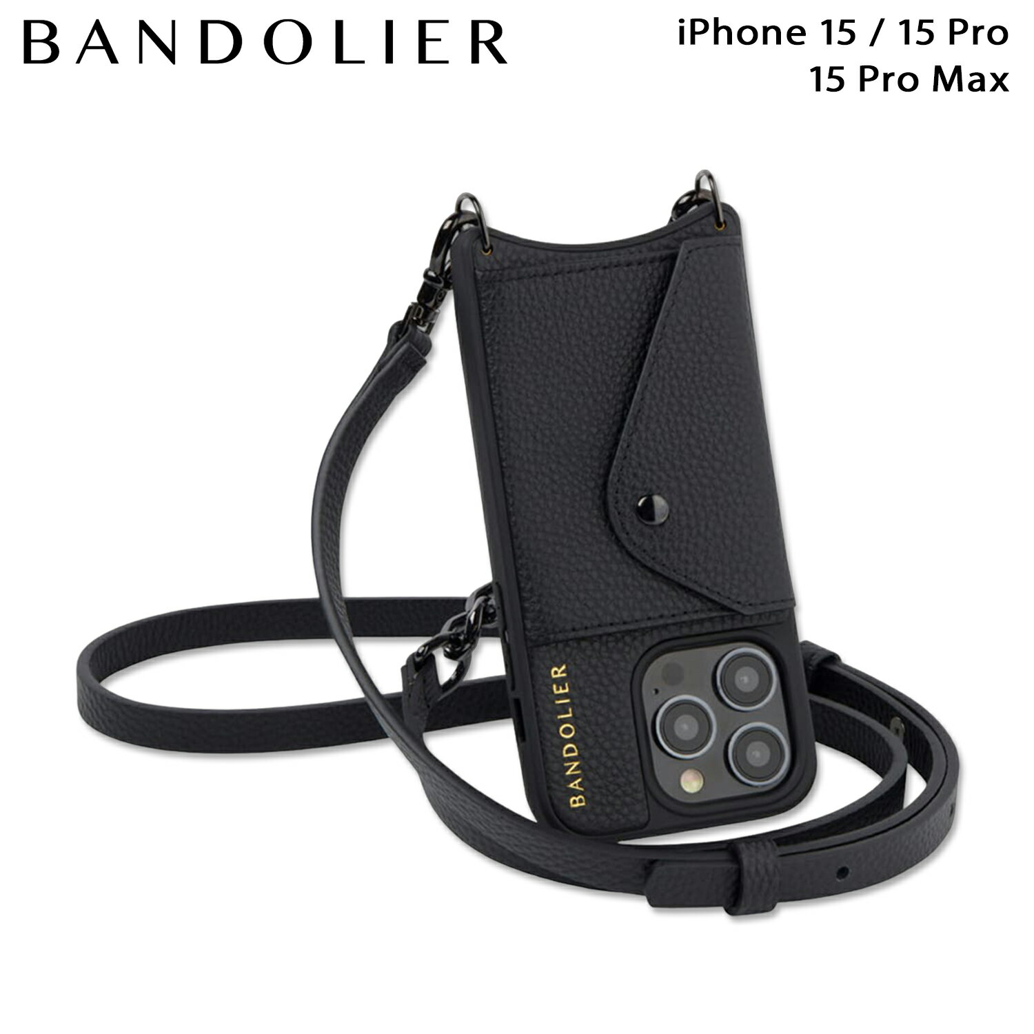 BANDOLIER CHARLOTTE SIDE SLOT PEWTER バンドリヤー iPhone 15 iPhone 15Pro iPhone 15 Pro Max スマホケース スマホショルダー 携帯 シャーロット サイドスロット ピューター メンズ レディース ブラック 黒 14CHA