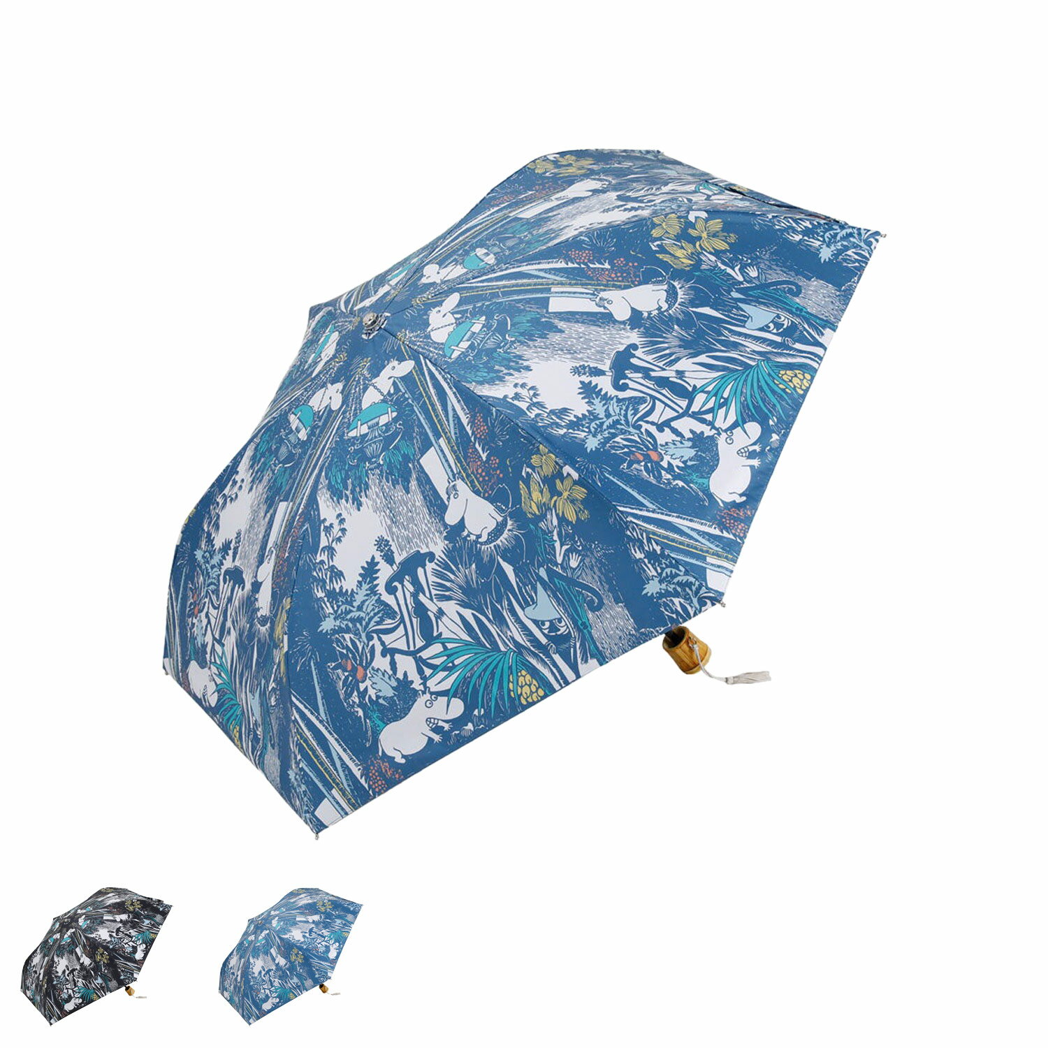 【最大1000円OFFクーポン配布中】 MOOMIN ムーミン 傘 折りたたみ 晴雨兼用 雨傘 日傘 メンズ レディース 50cm 軽量 コンパクト 小型 UVカット 遮光 遮熱効果 ブラック ブルー 黒 56217のサムネイル