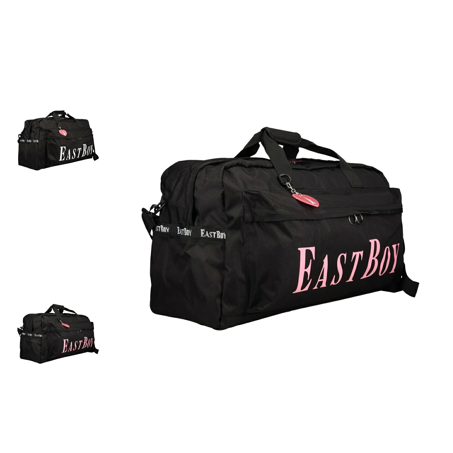 EAST BOY ヴィヴィ ボストンバック イーストボーイ ボストンバッグ ショルダーバッグ レディース 42L 大容量 旅行 斜めがけ 修学旅行 小学生 中学生 高校生 女の子 撥水 軽量 ブラック ピンク 黒 EBA19
