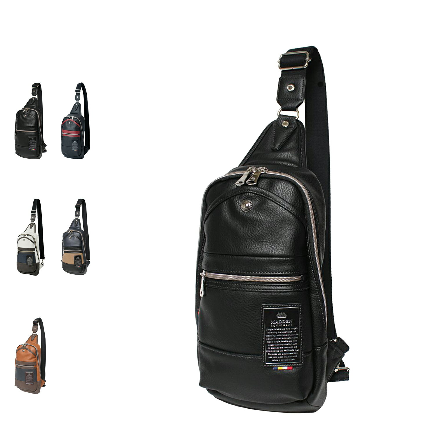 MADDENEQUIPMENT SLING BAG メデンイクイップメント ボディバッグ ショルダーバッグ ワンショルダー メンズ 斜めがけ 撥水 ブラック レッド ホワイト ネイビー キャメル 黒 白 TMPI-02