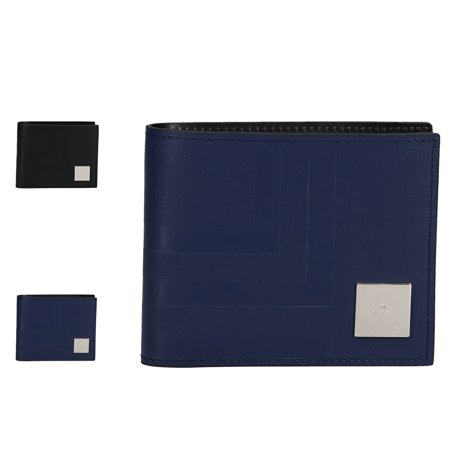 LANVIN en Bleu ランバンオンブルー 財布 二つ折り アクア メンズ レディース 小銭入れ 薄い 札 本革 ブラック ネイビー 黒 521624