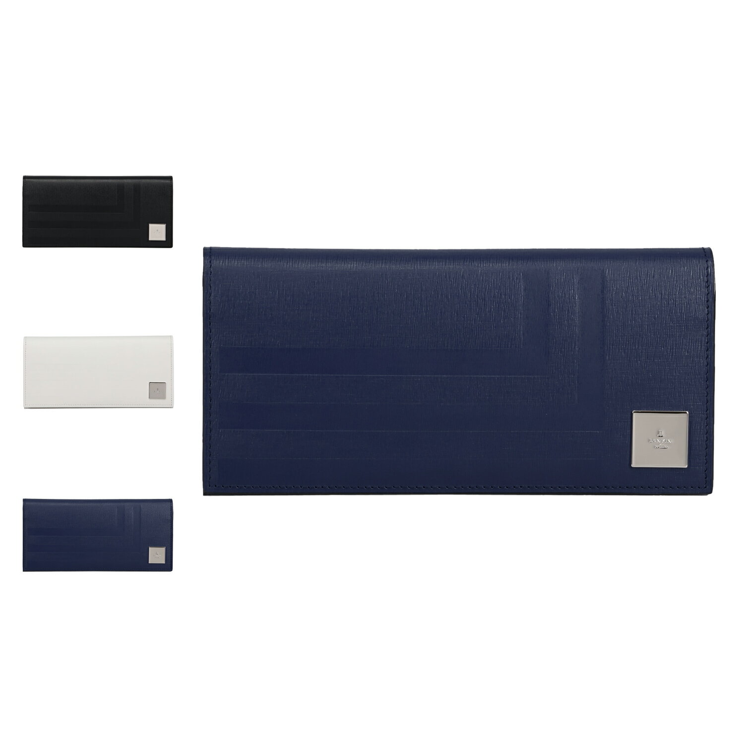 LANVIN en Bleu ランバンオンブルー 財布 長財布 アクア メンズ レディース 薄い かぶせ 本革 ブラック ホワイト ネイビー 黒 白 521625