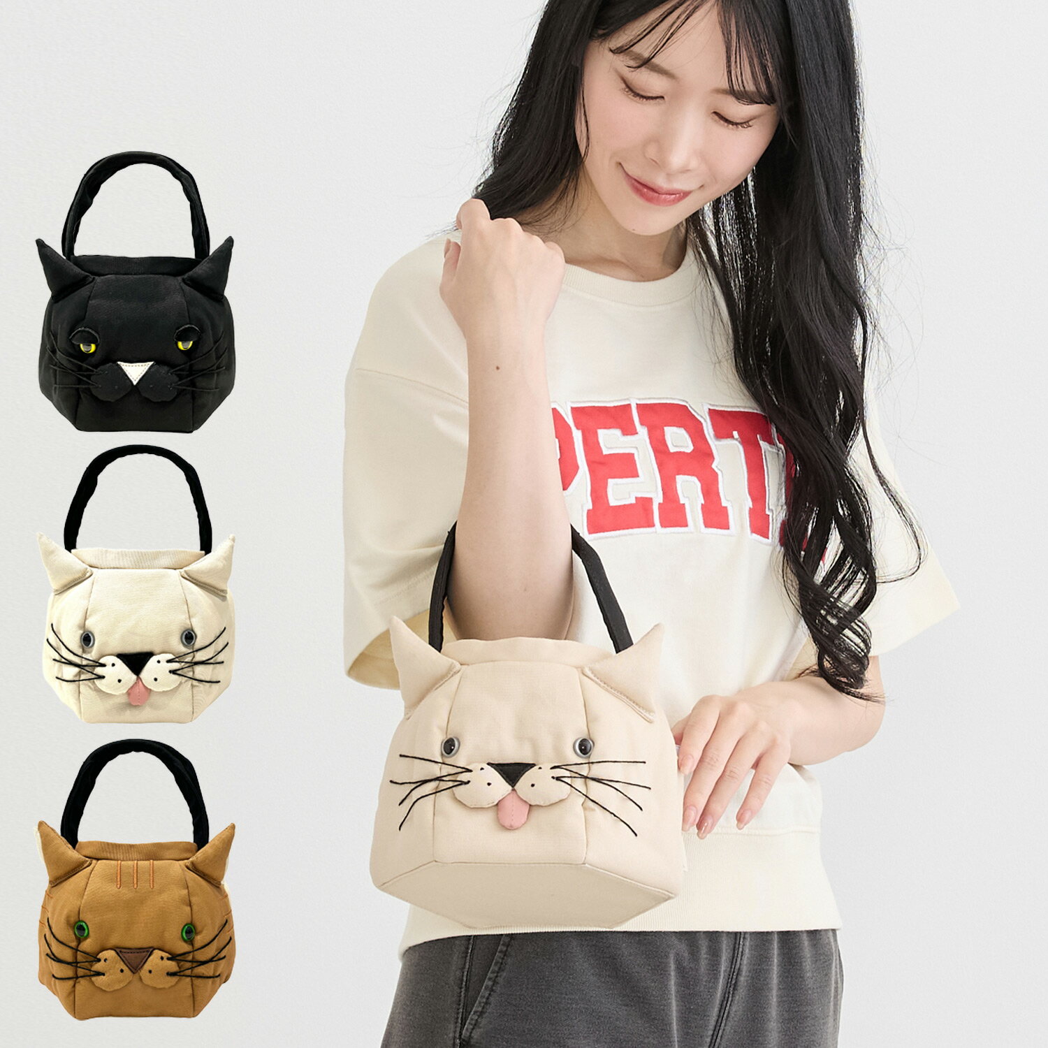 Rakuten - ROOTOTE BABY ROO NEKO ルートート トートバッグ ミニ ベビールー ネコ レディース 小さめ 猫 ブラック ホワイト ブラウン 黒 白 3541